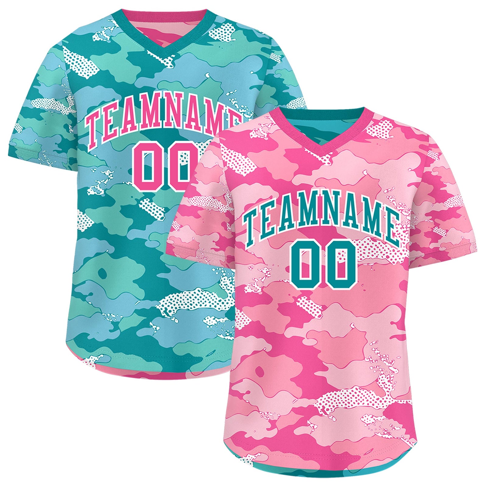 Custom Light Pink Pink White Reversible Camo Lightweight Baseball Jersey| KXKSHOP