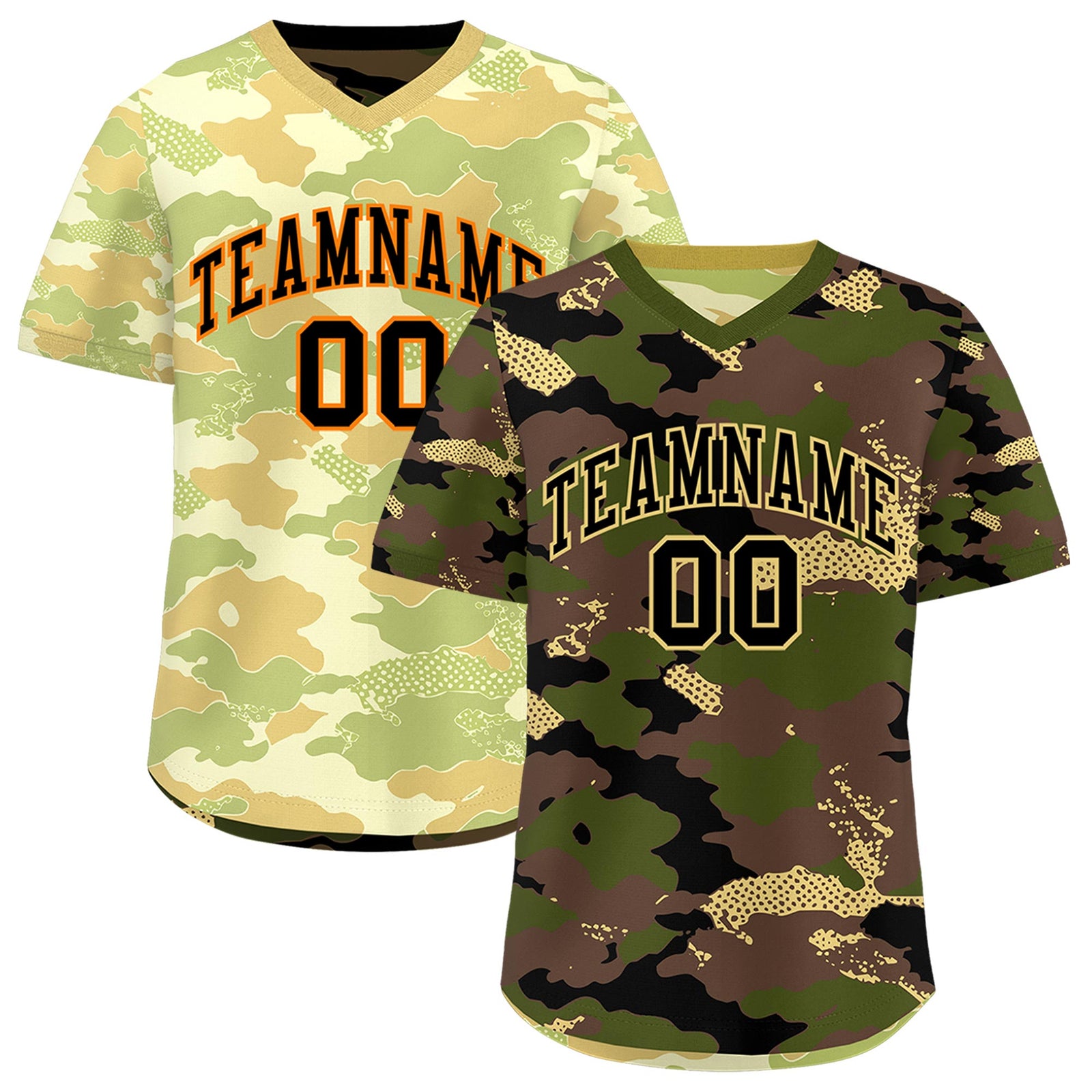 Custom Olive Light Brown Khaki Reversible Camo Lightweight Baseball Jersey| KXKSHOP
