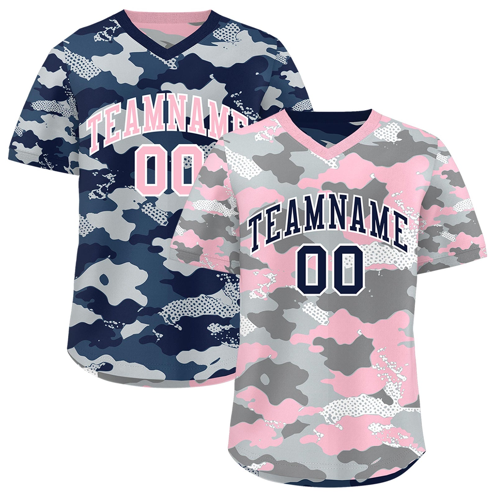 Custom Silver Gray Light Pink Reversible Camo Lightweight Baseball Jersey| KXKSHOP
