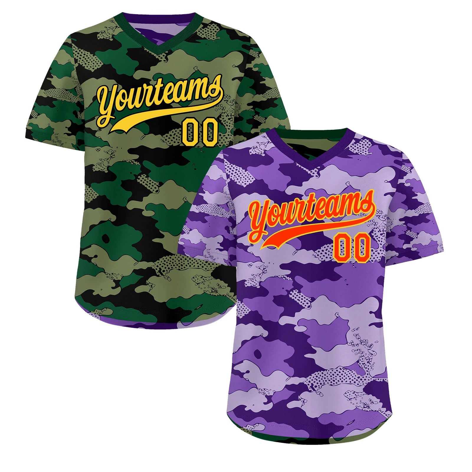 Custom Light Purple Dark Green Reversible Camo Lightweight Baseball Jersey| KXKSHOP