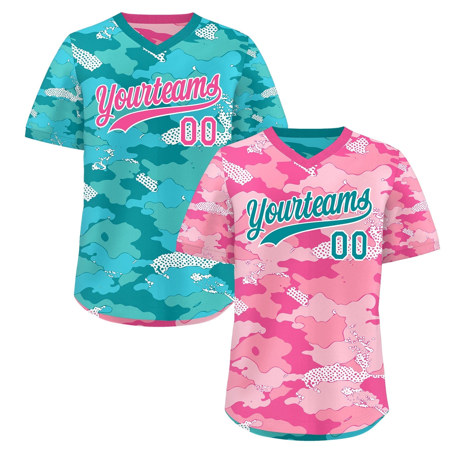 Custom Light Pink Pink White Reversible Camo Lightweight Baseball Jersey| KXKSHOP