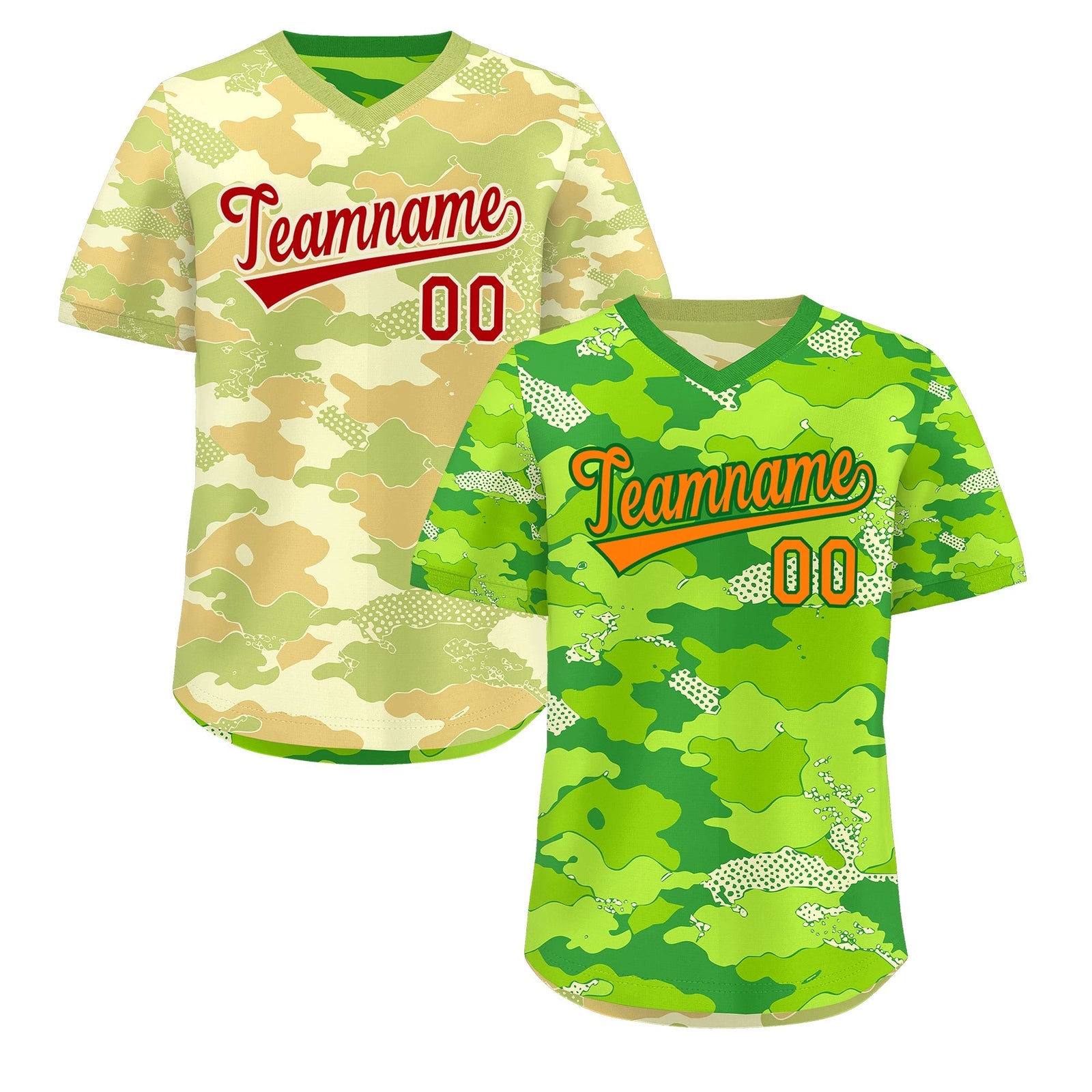 Custom Neon Green Cream Khaki Reversible Camo Breathable Baseball Jersey| KXKSHOP