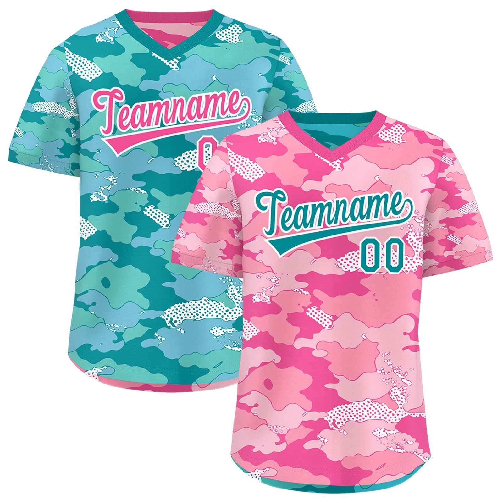 Custom Light Pink Pink White Reversible Camo Lightweight Baseball Jersey| KXKSHOP