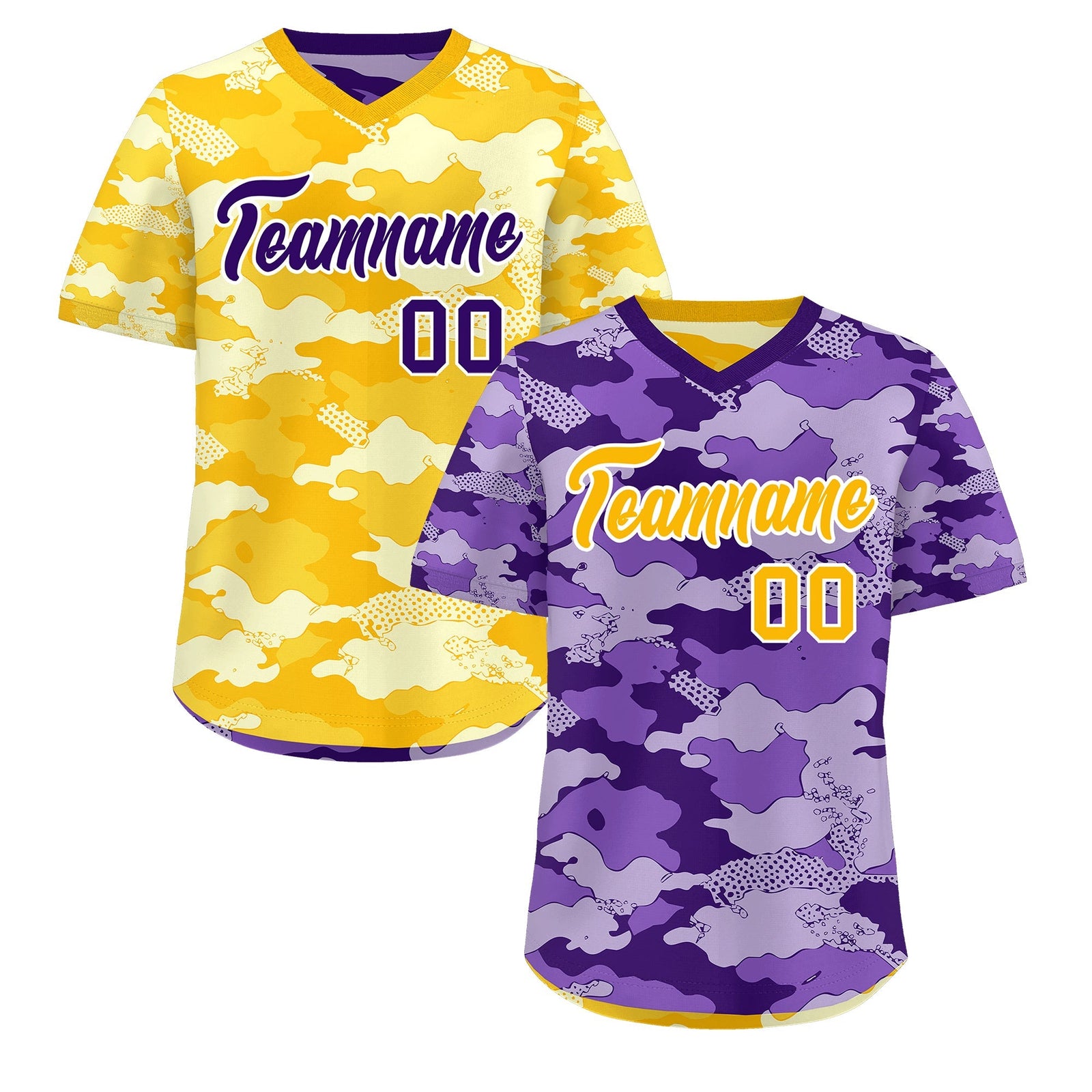 Custom Light Purple Yellow Cream Reversible Camo Lightweight Baseball Jersey| KXKSHOP