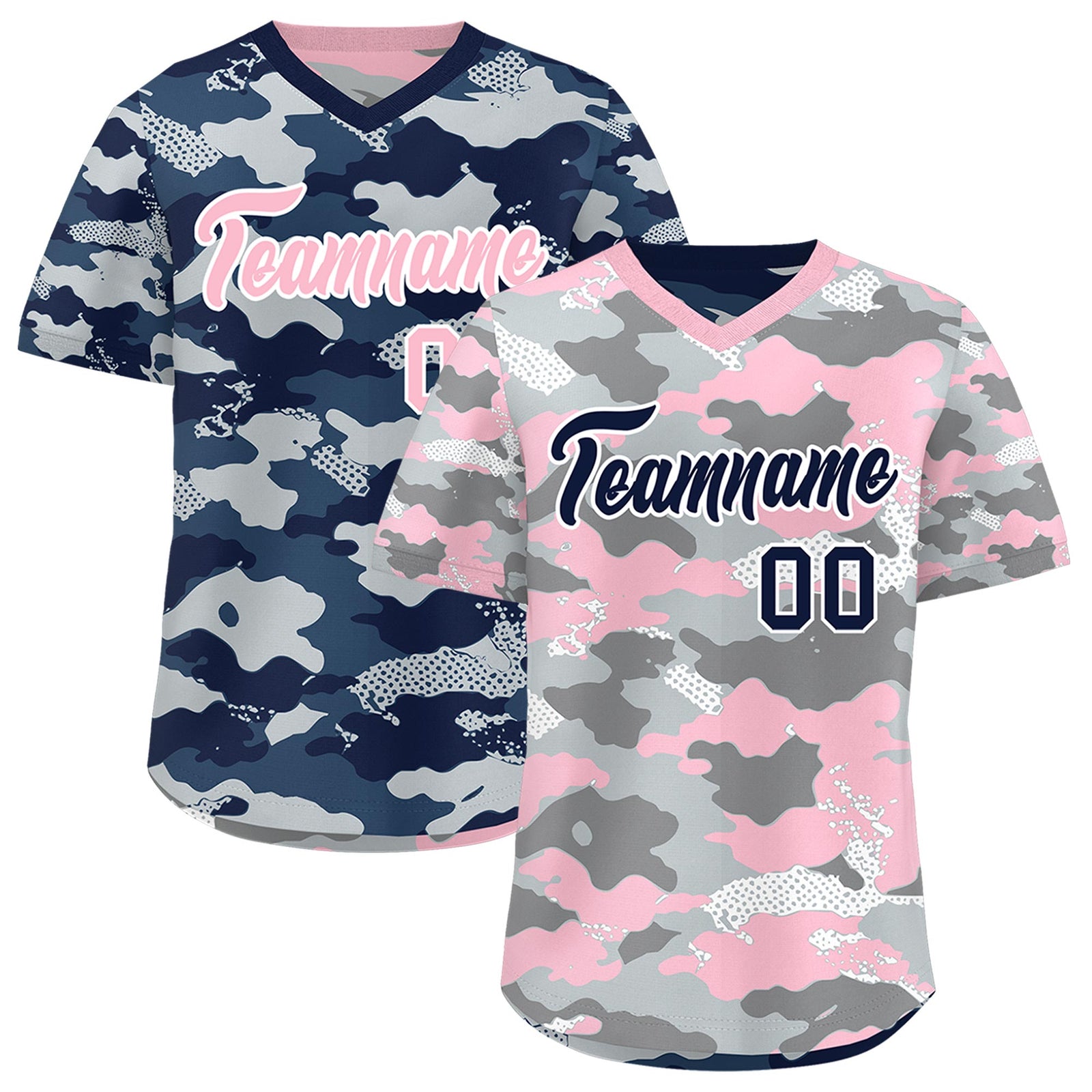 Custom Silver Gray Light Pink Reversible Camo Lightweight Baseball Jersey| KXKSHOP
