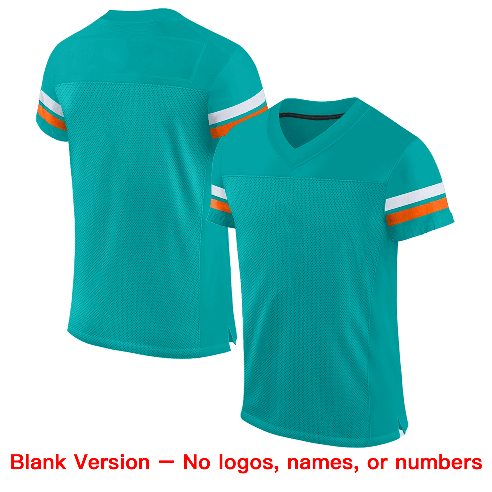 Custom Aqua White-Orange Classic Style Mesh Authentic Football Jersey