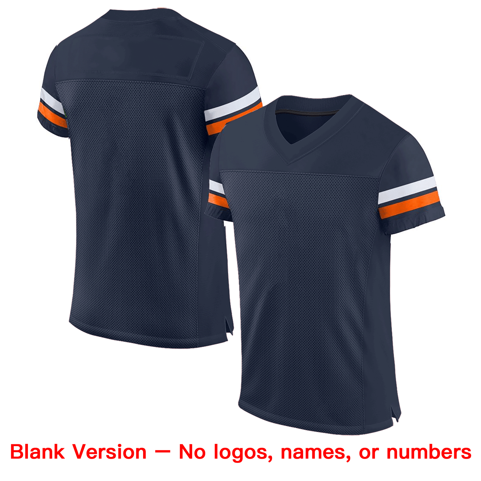 Custom Navy White-Orange Classic Style Mesh Authentic Football Jersey