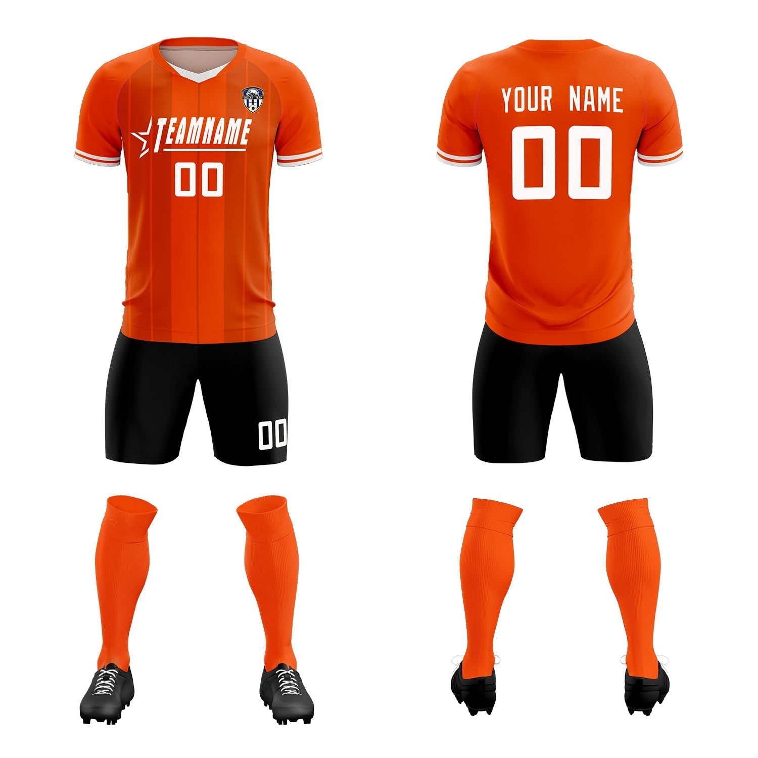 Custom Orange Classic Striped Personalized Soccer Tops/Sets Jersey