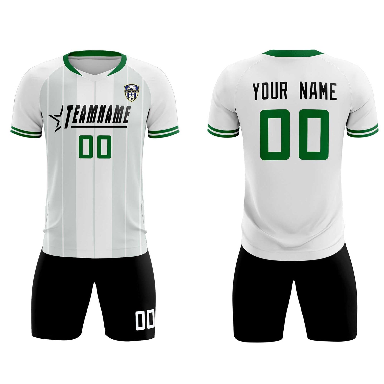 Custom White Classic Striped Personalized Soccer Tops/Sets Jersey