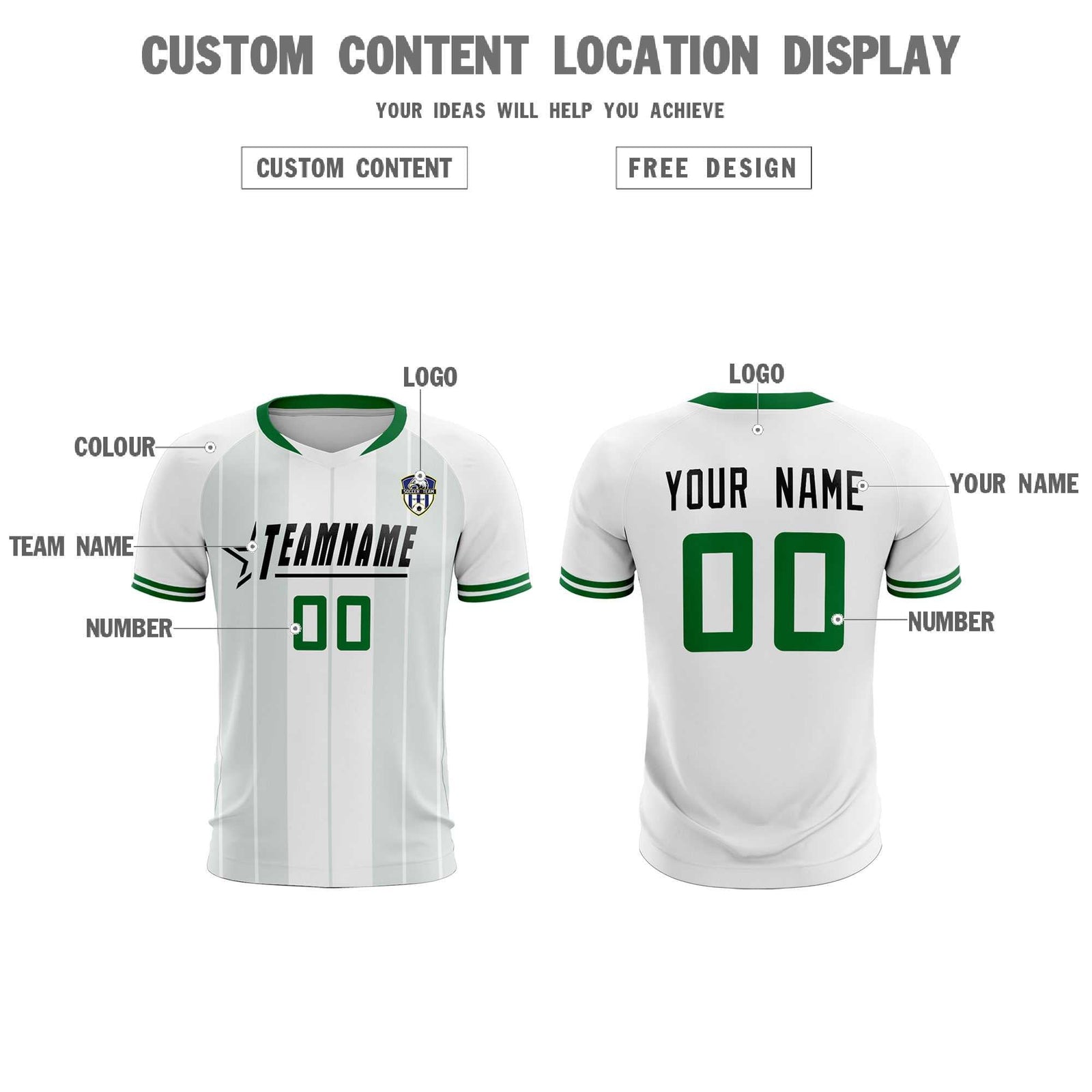 Custom White Classic Striped Personalized Soccer Tops/Sets Jersey
