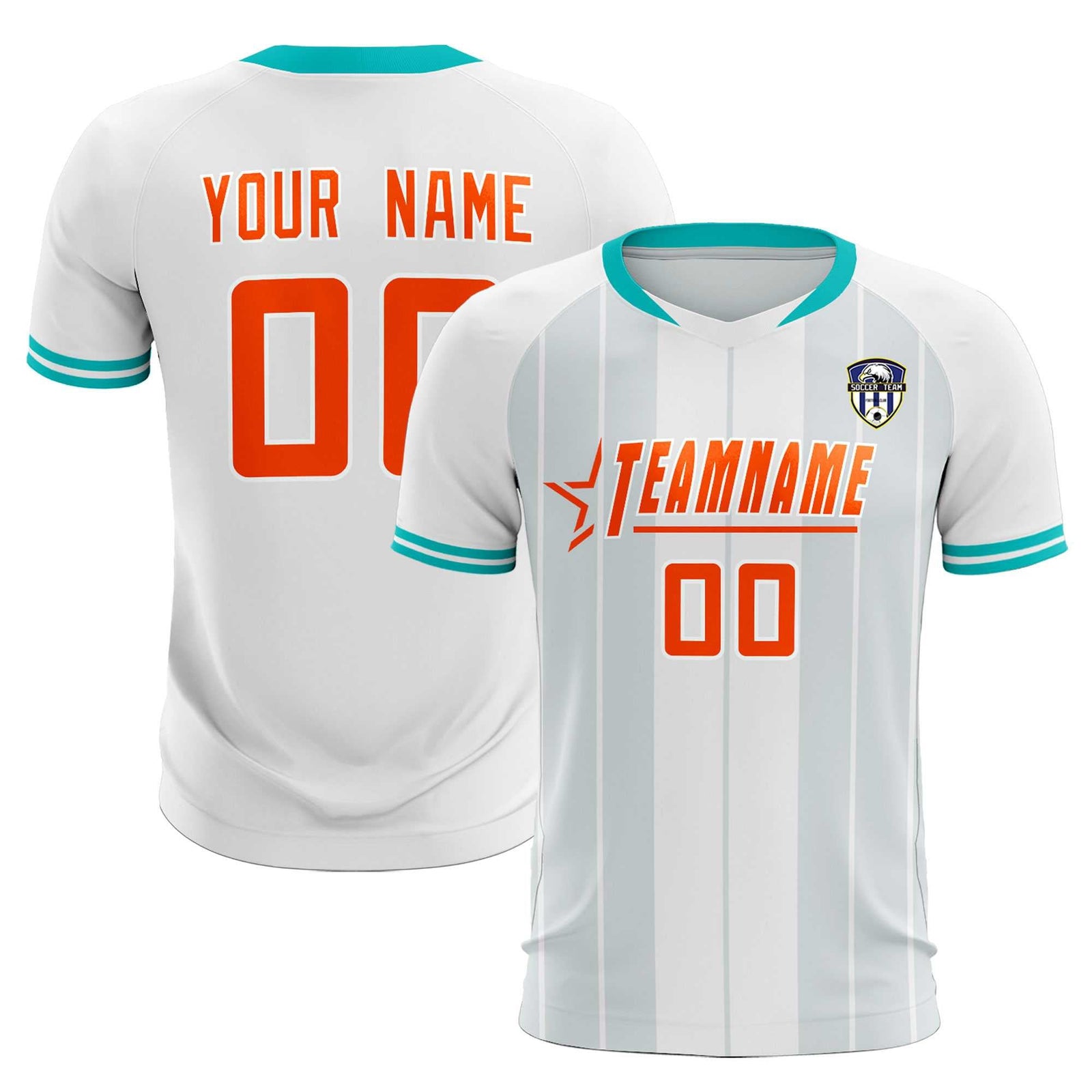 Custom White Classic Striped Personalized Soccer Tops/Sets Jersey