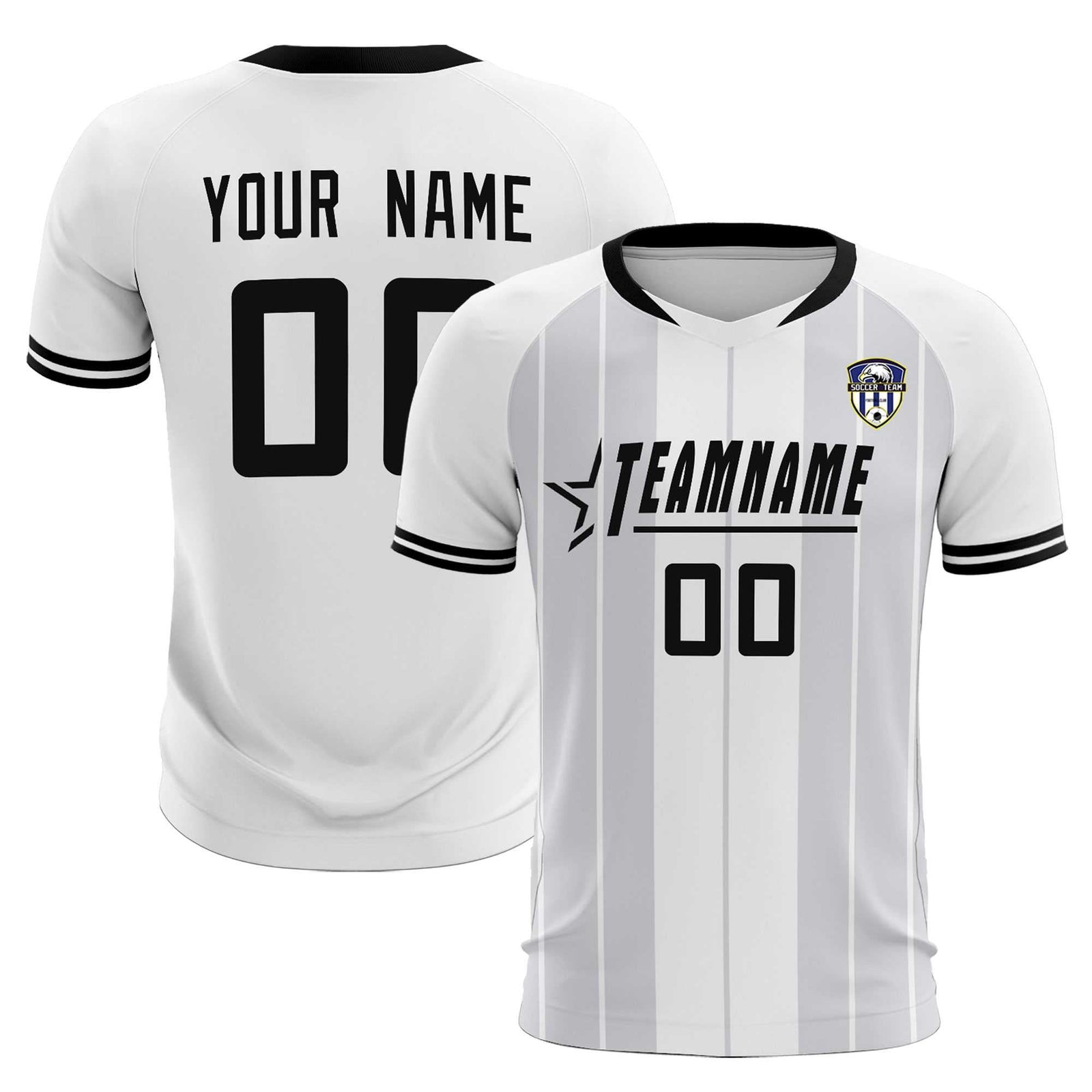 Custom White Classic Striped Personalized Soccer Tops/Sets Jersey