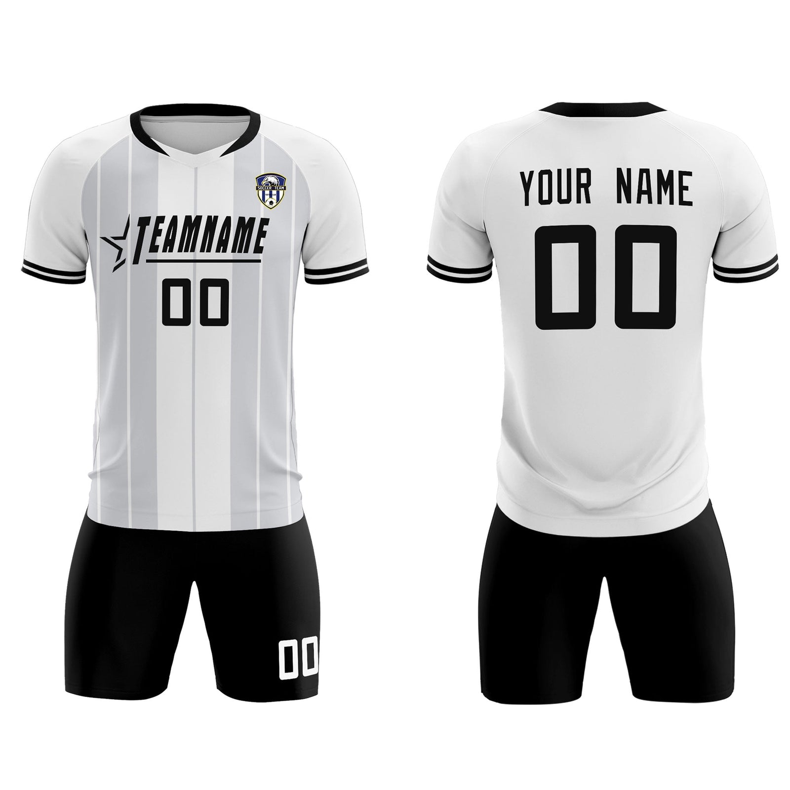 Custom White Classic Striped Personalized Soccer Tops/Sets Jersey