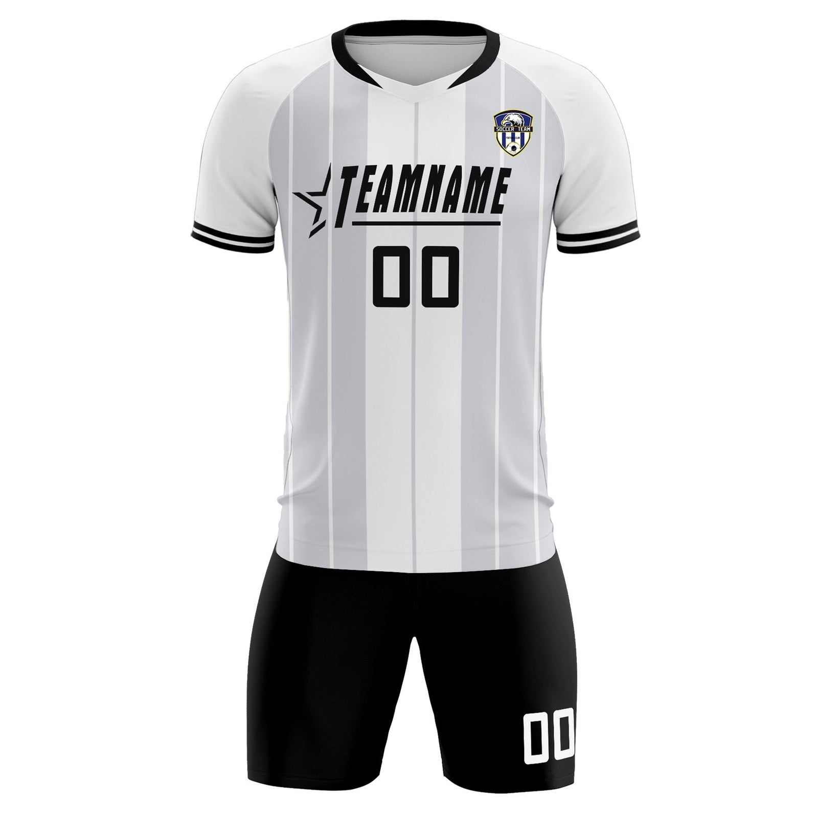 Custom White Classic Striped Personalized Soccer Tops/Sets Jersey