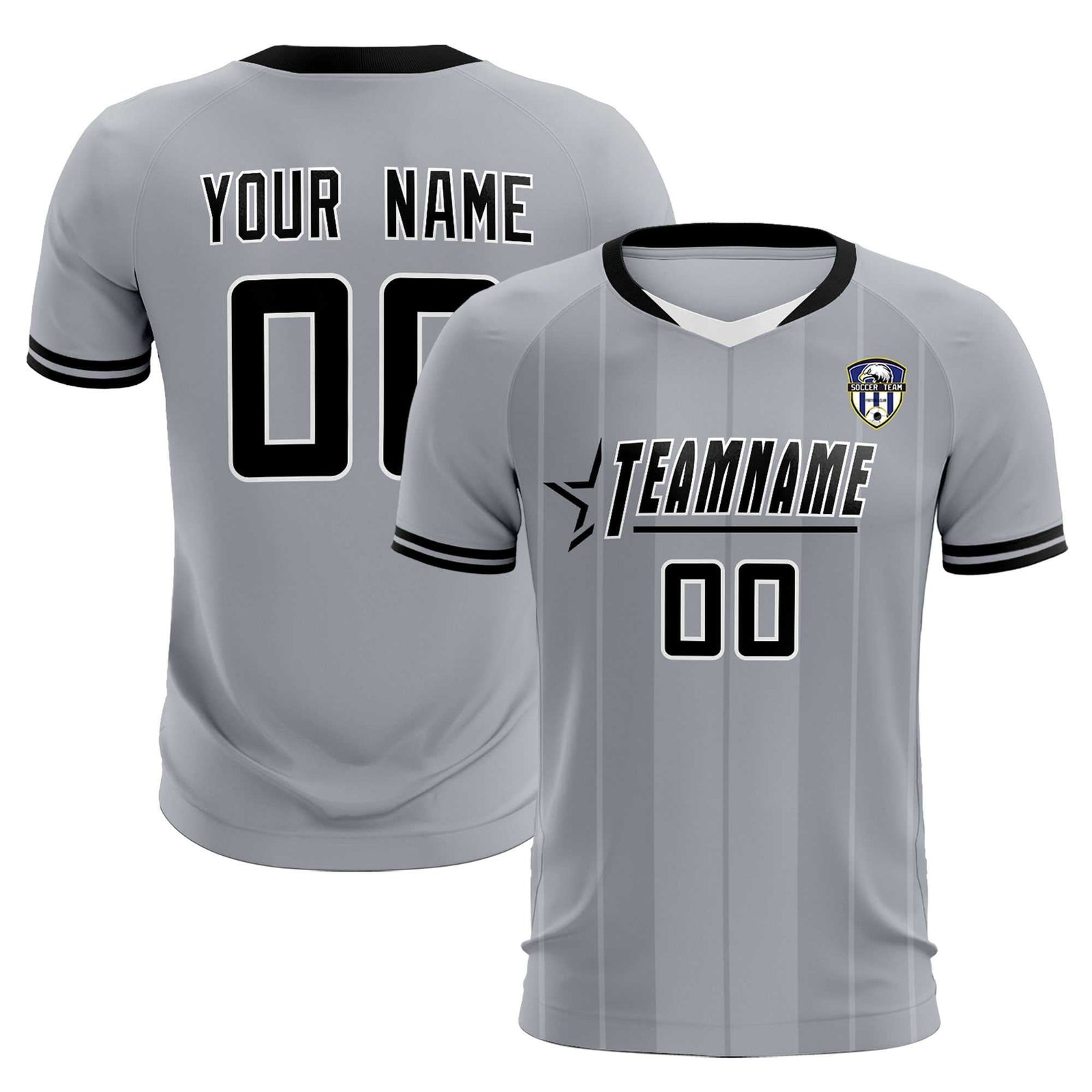 Custom Gray Classic Striped Personalized Soccer Tops/Sets Jersey