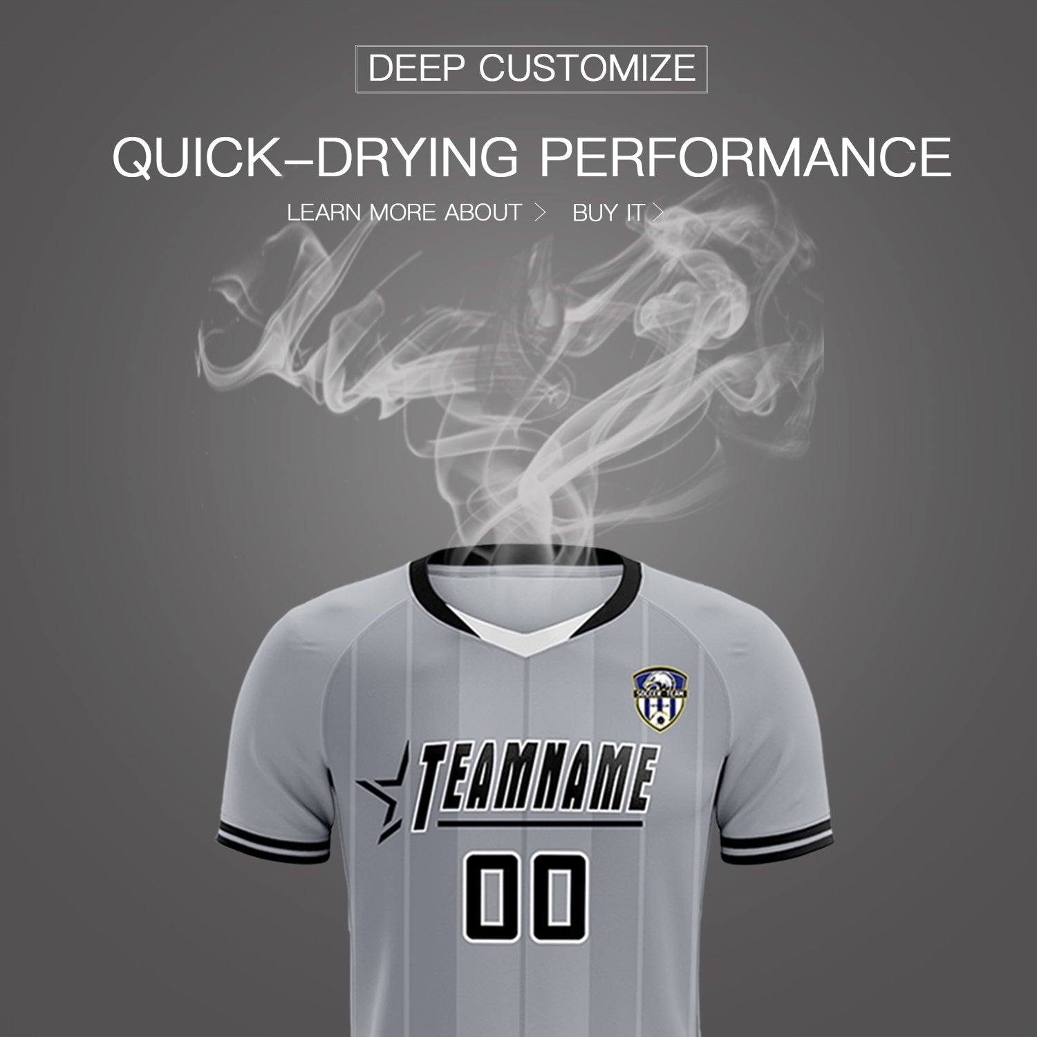 Custom Gray Classic Striped Personalized Soccer Tops/Sets Jersey