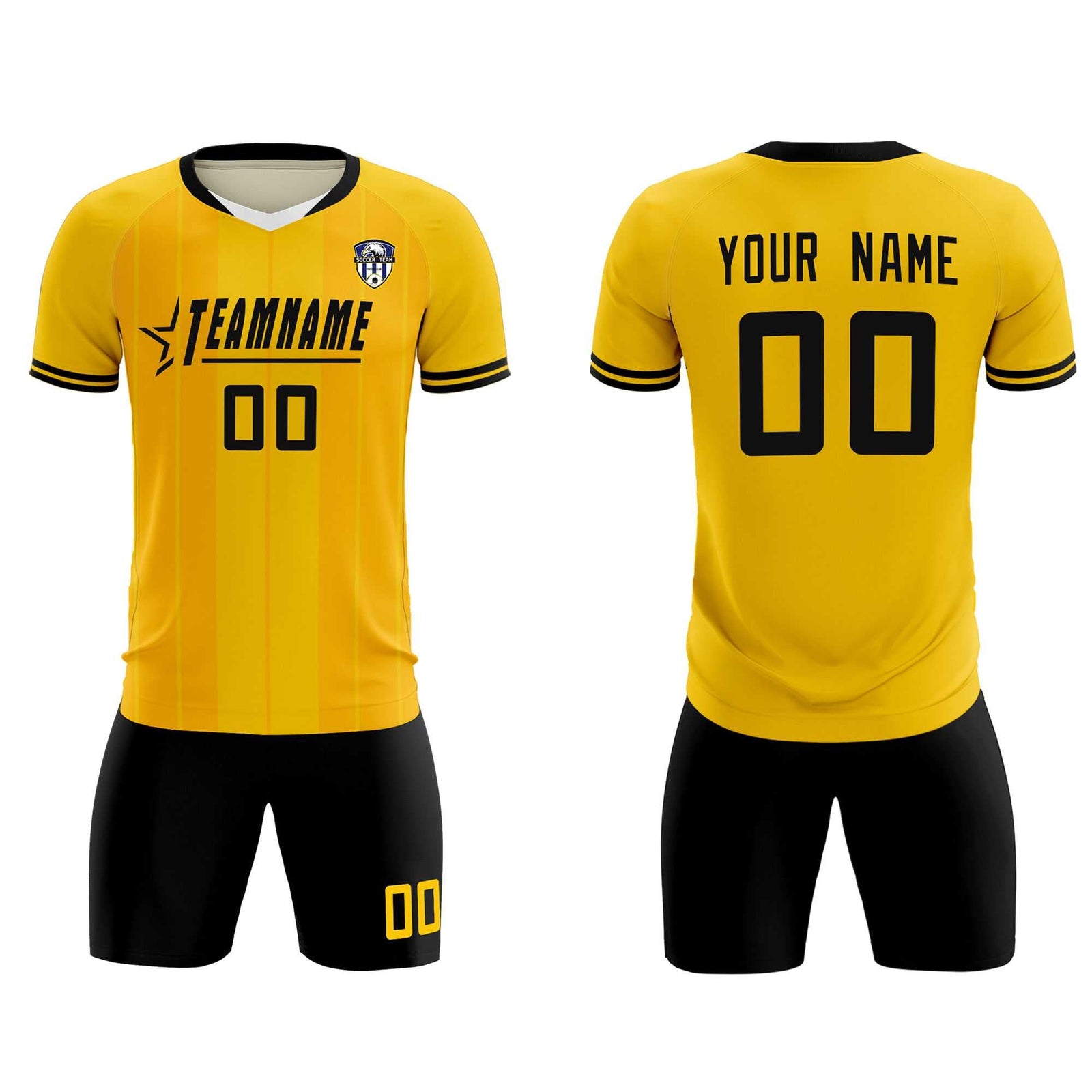Custom Gold Classic Striped Personalized Soccer Tops/Sets Jersey