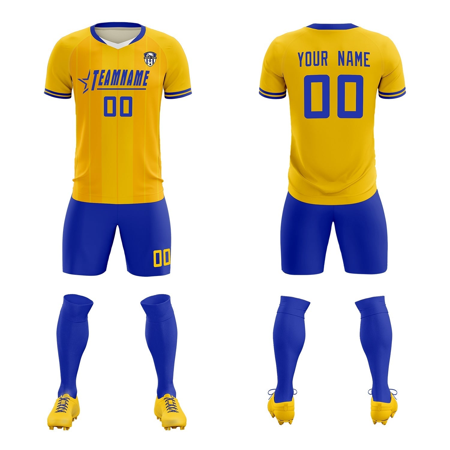 Custom Gold Classic Striped Personalized Soccer Tops/Sets Jersey