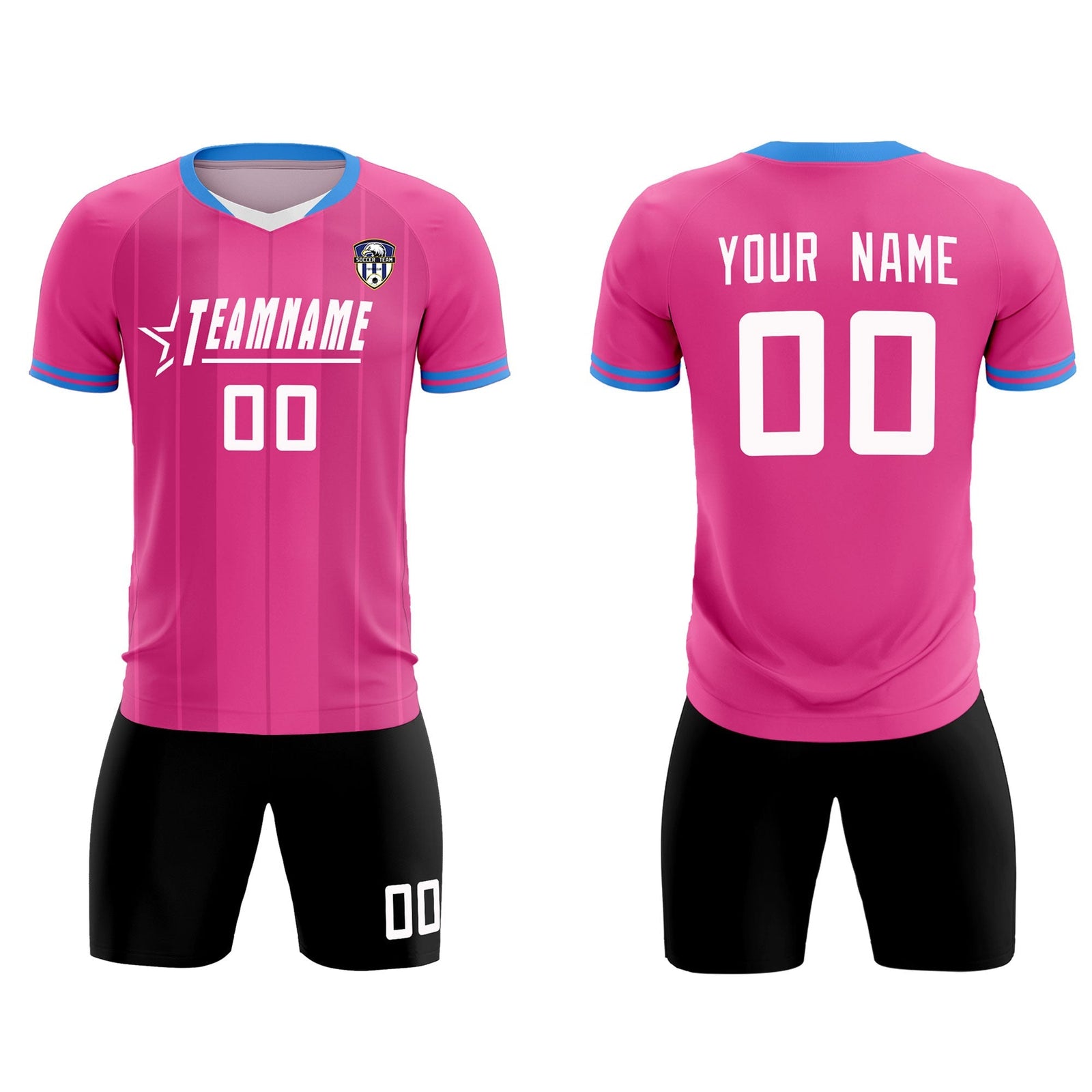 Custom Pink Classic Striped Personalized Soccer Tops/Sets Jersey