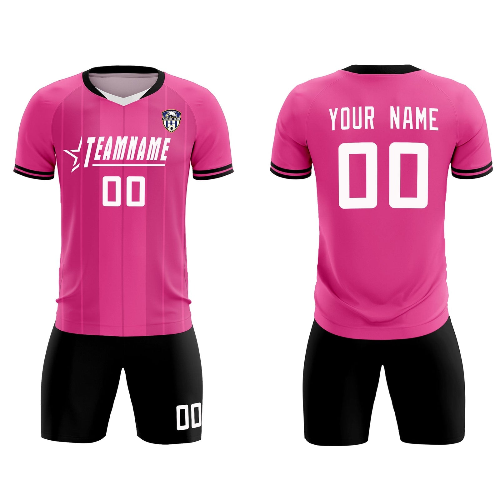 Custom Pink Classic Striped Personalized Soccer Tops/Sets Jersey