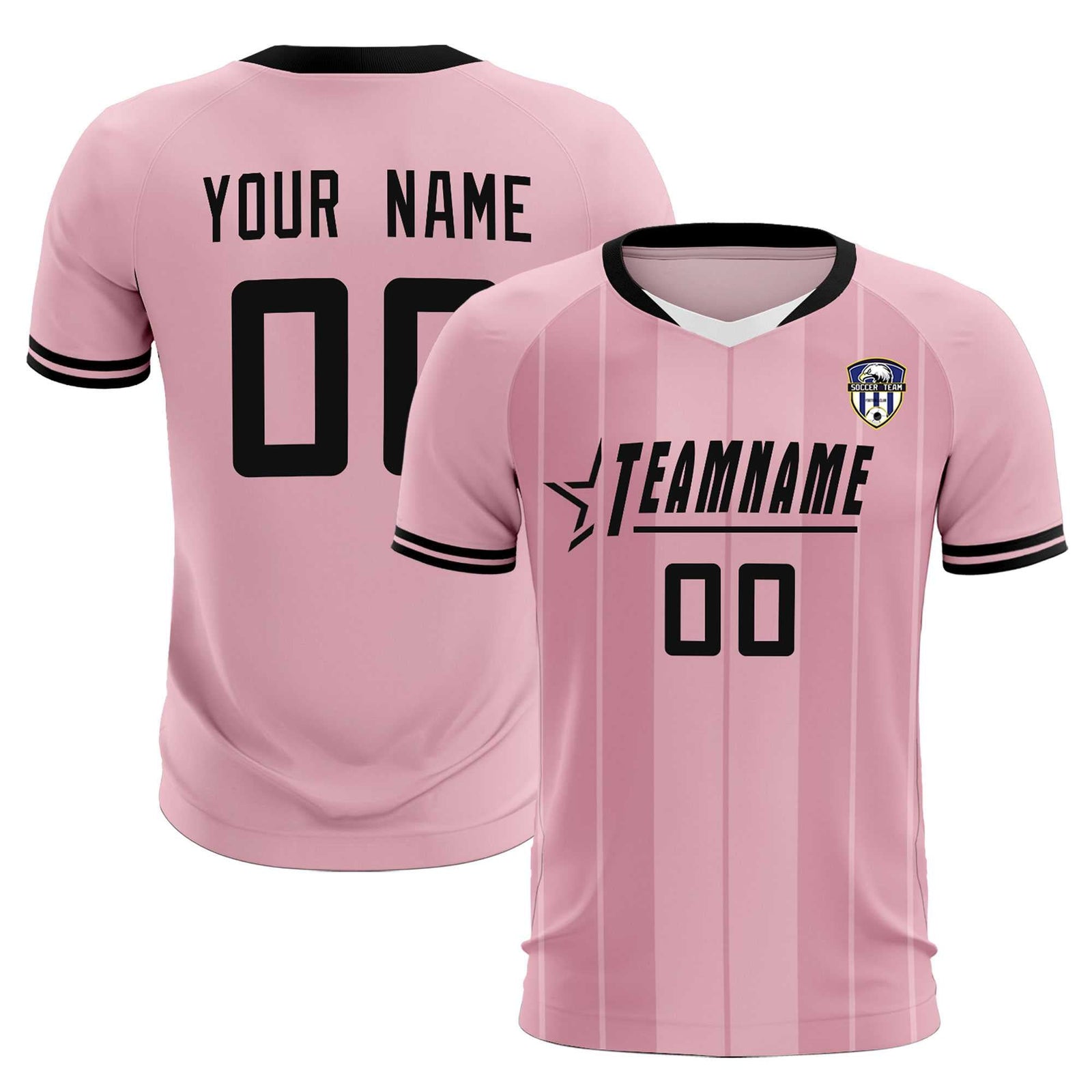 Custom Light Pink Classic Striped Personalized Soccer Tops/Sets Jersey