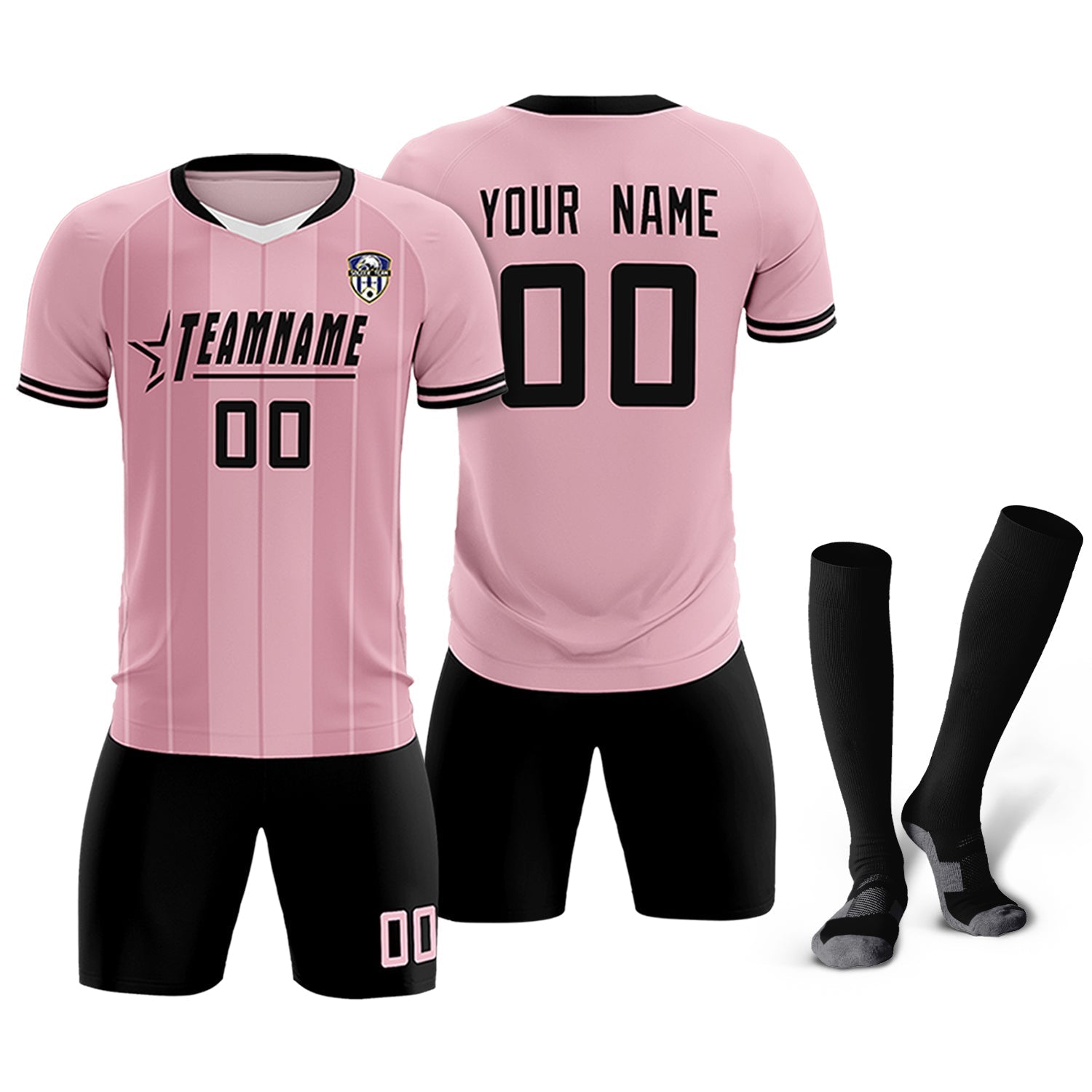 Custom Light Pink Classic Striped Personalized Soccer Tops/Sets Jersey