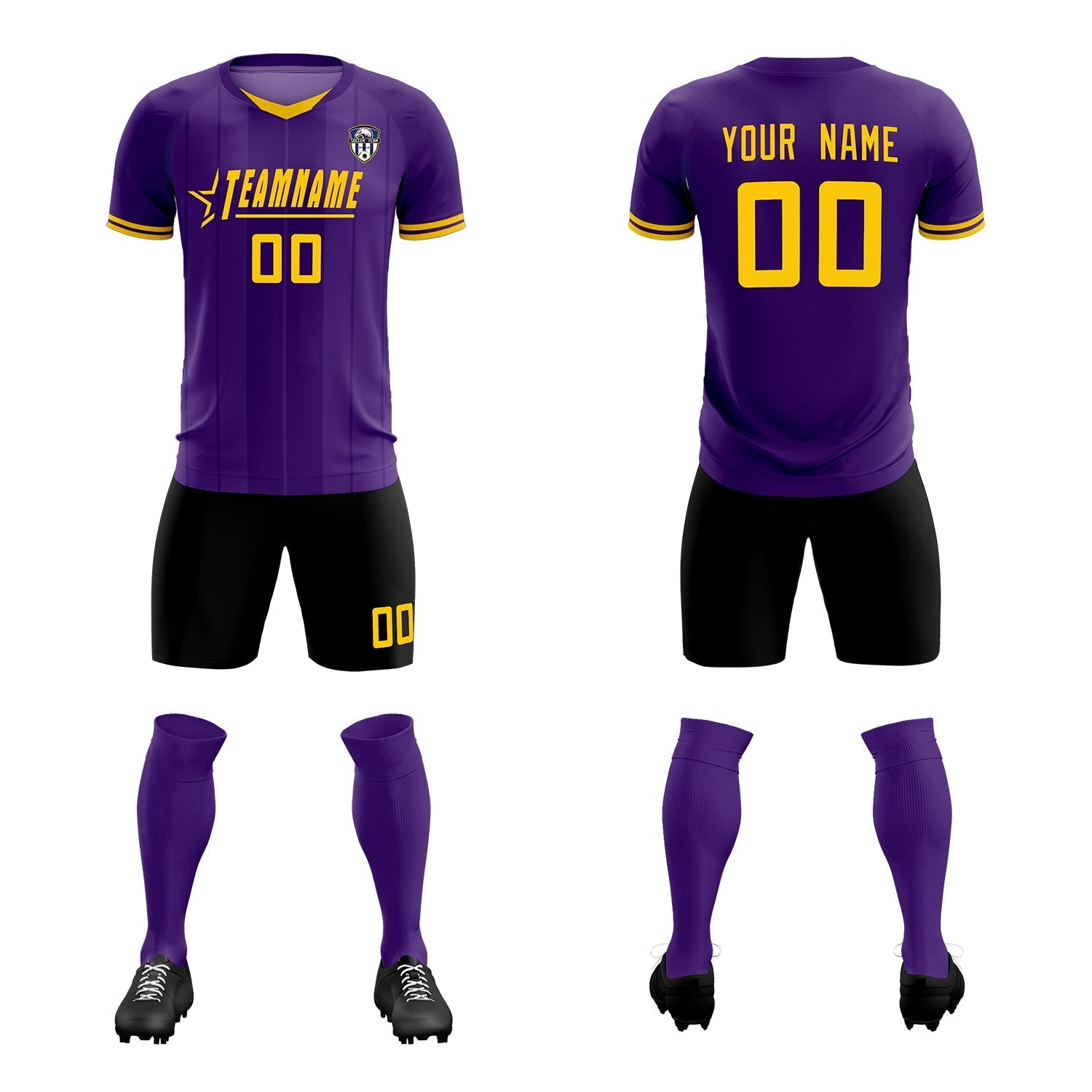 Custom Purple Classic Striped Personalized Soccer Tops/Sets Jersey
