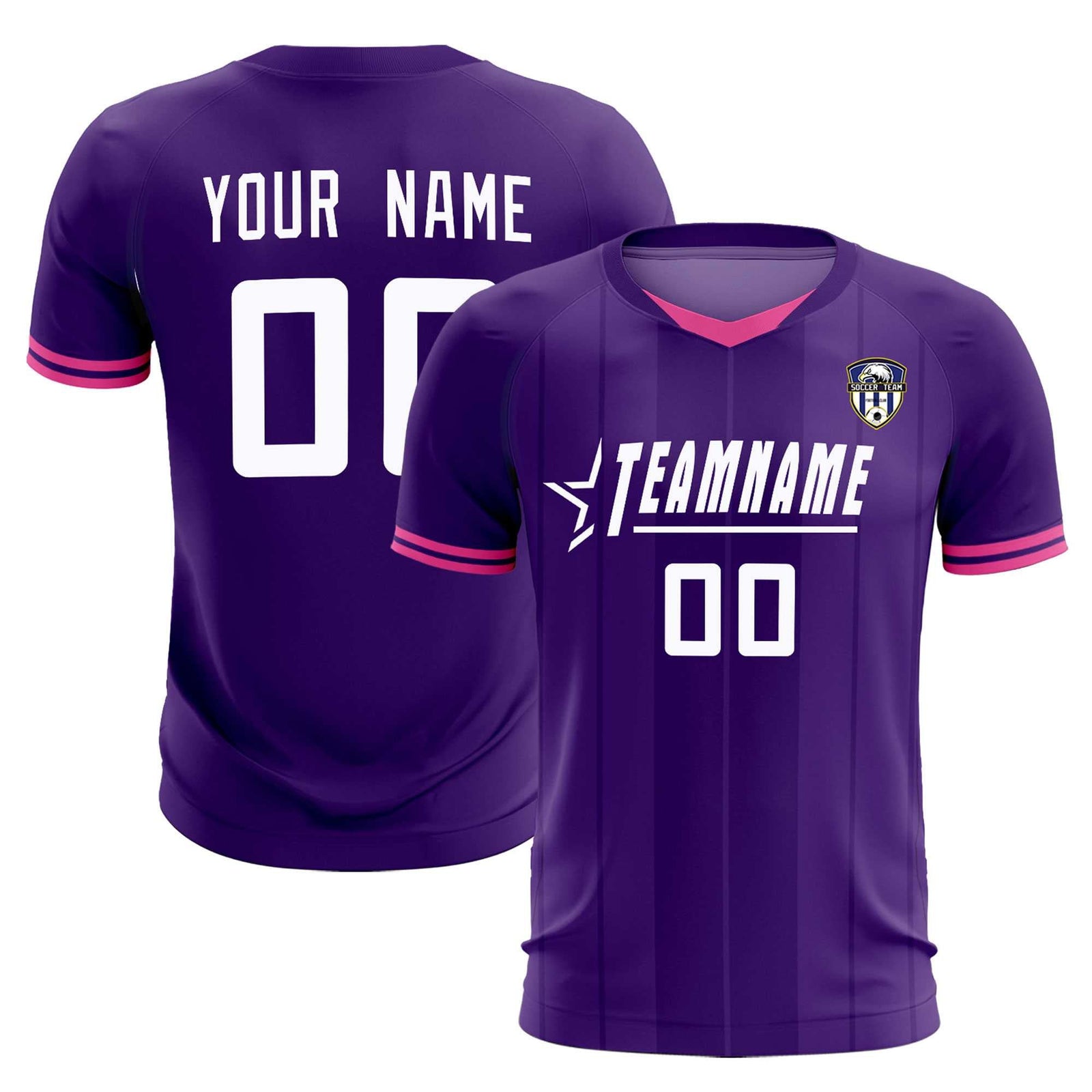 Custom Purple Classic Striped Personalized Soccer Tops/Sets Jersey
