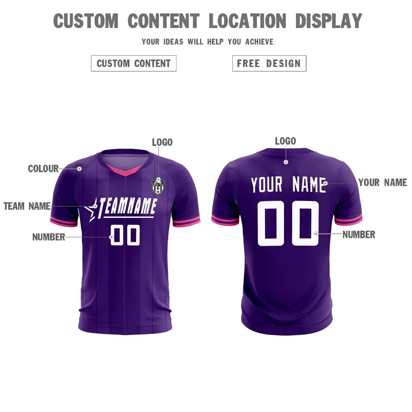 Custom Purple Classic Striped Personalized Soccer Tops/Sets Jersey