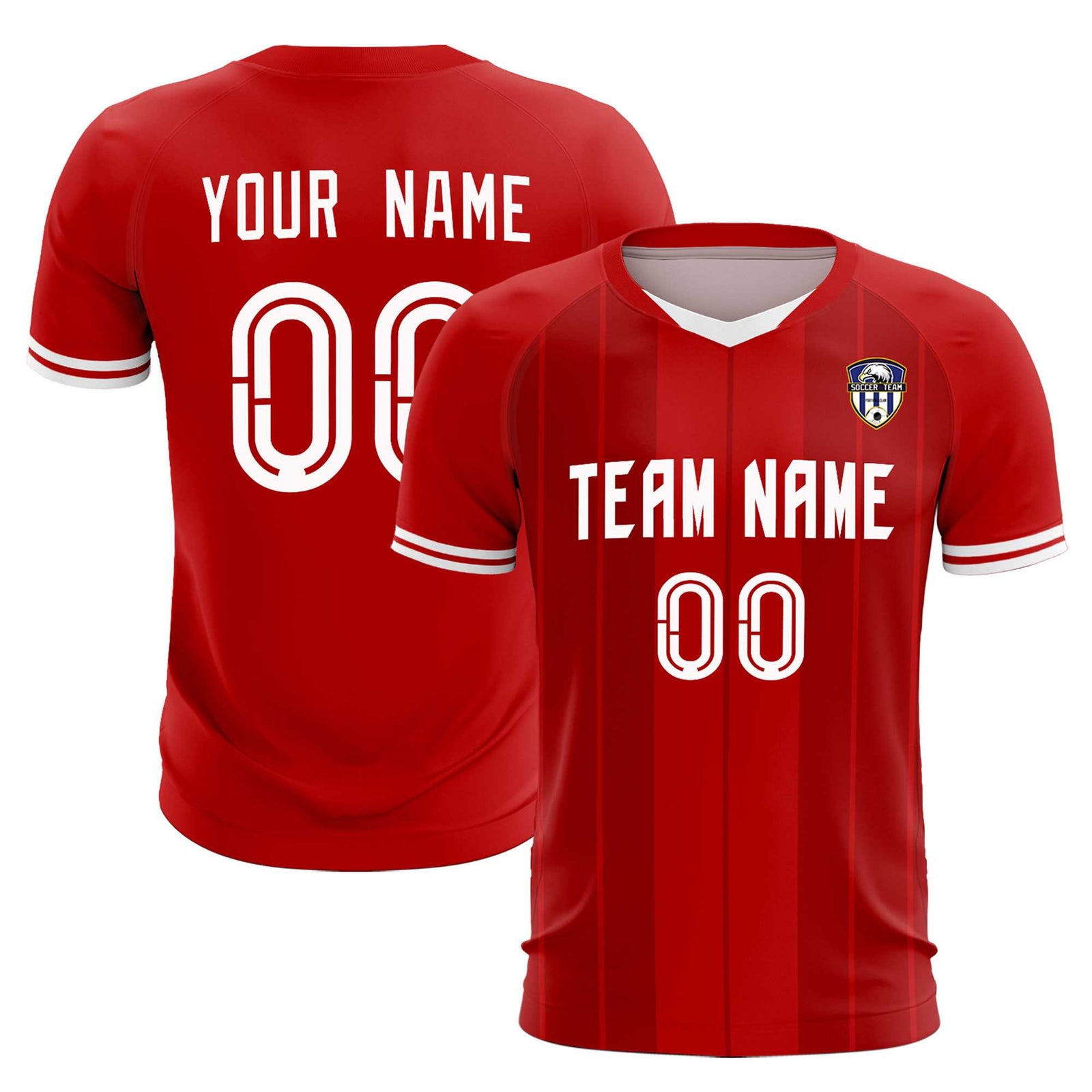 Custom Red Classic Striped Personalized Soccer Tops/Sets Jersey