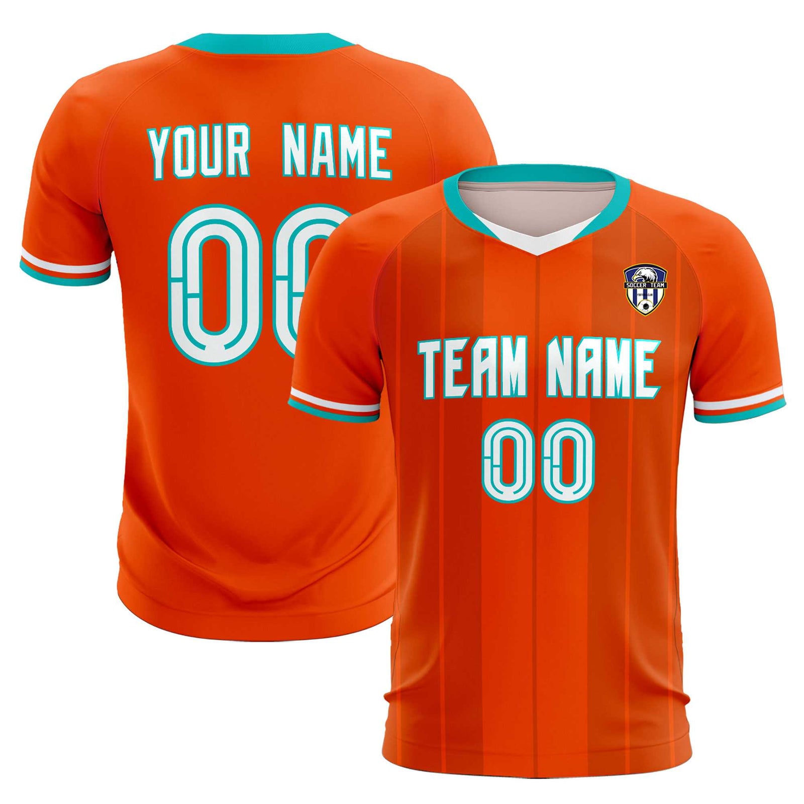Custom Orange Classic Striped Personalized Soccer Tops/Sets Jersey