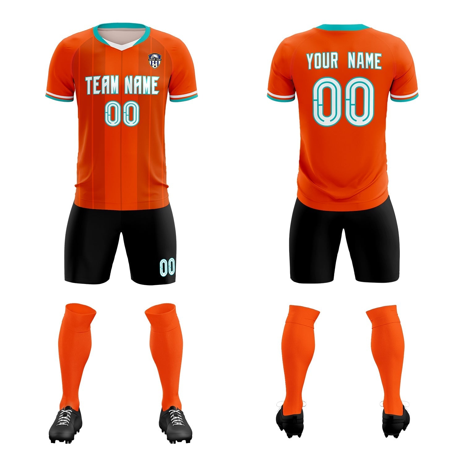 Custom Orange Classic Striped Personalized Soccer Tops/Sets Jersey