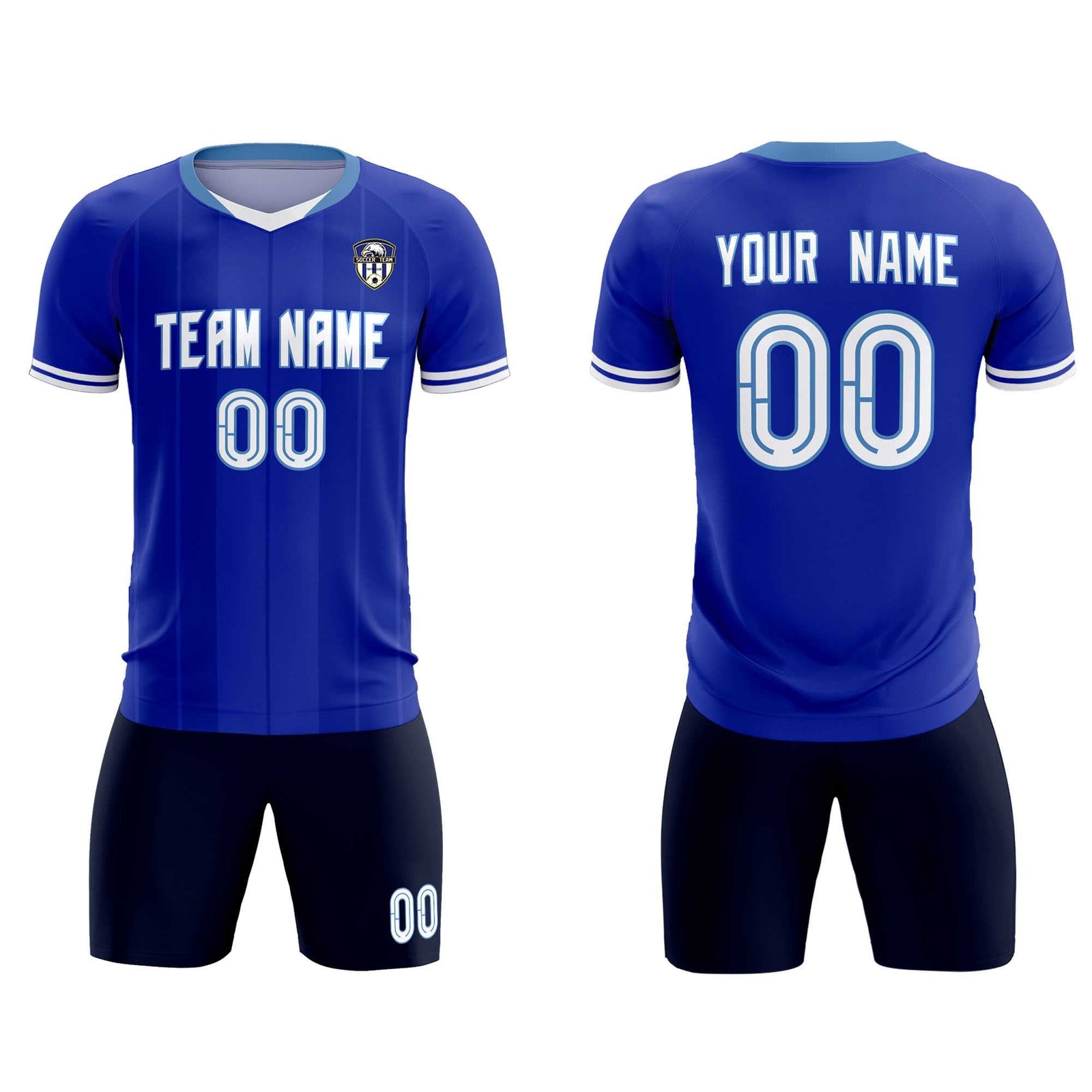 Custom Royal Classic Striped Personalized Soccer Tops/Sets Jersey