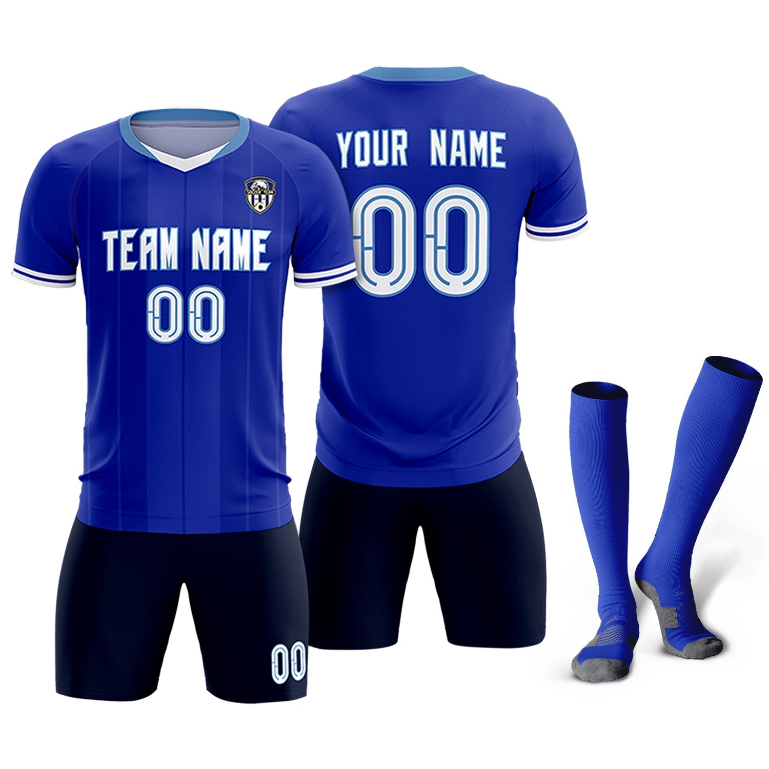 Custom Royal Classic Striped Personalized Soccer Tops/Sets Jersey