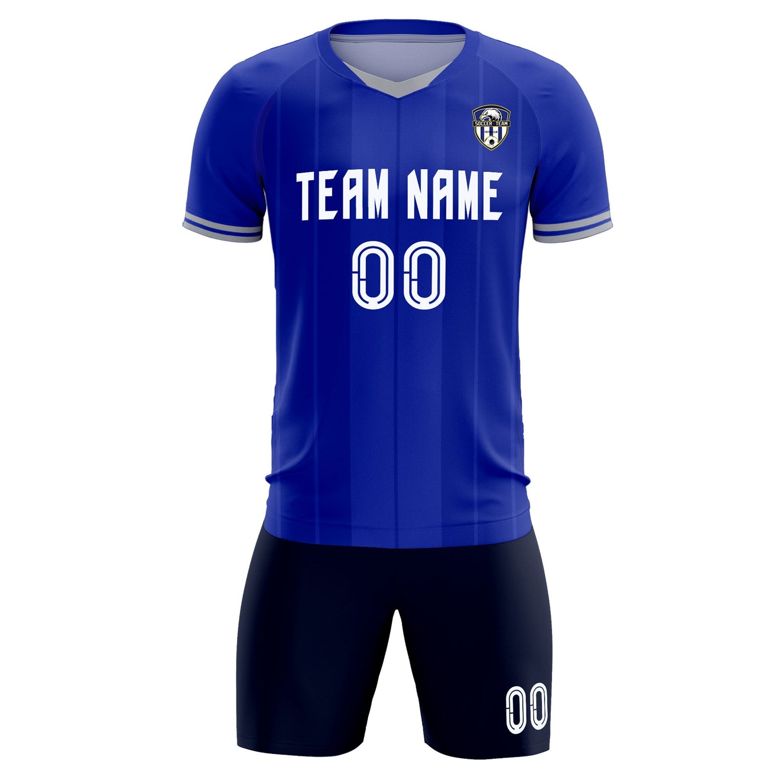 Custom Royal Classic Striped Personalized Soccer Tops/Sets Jersey