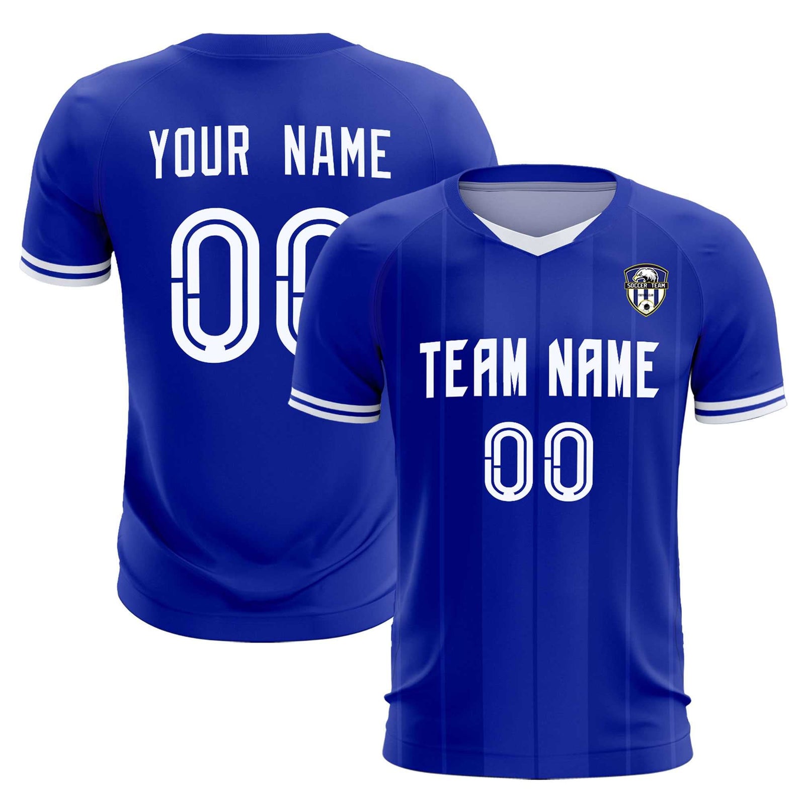Custom Royal Classic Striped Personalized Soccer Tops/Sets Jersey