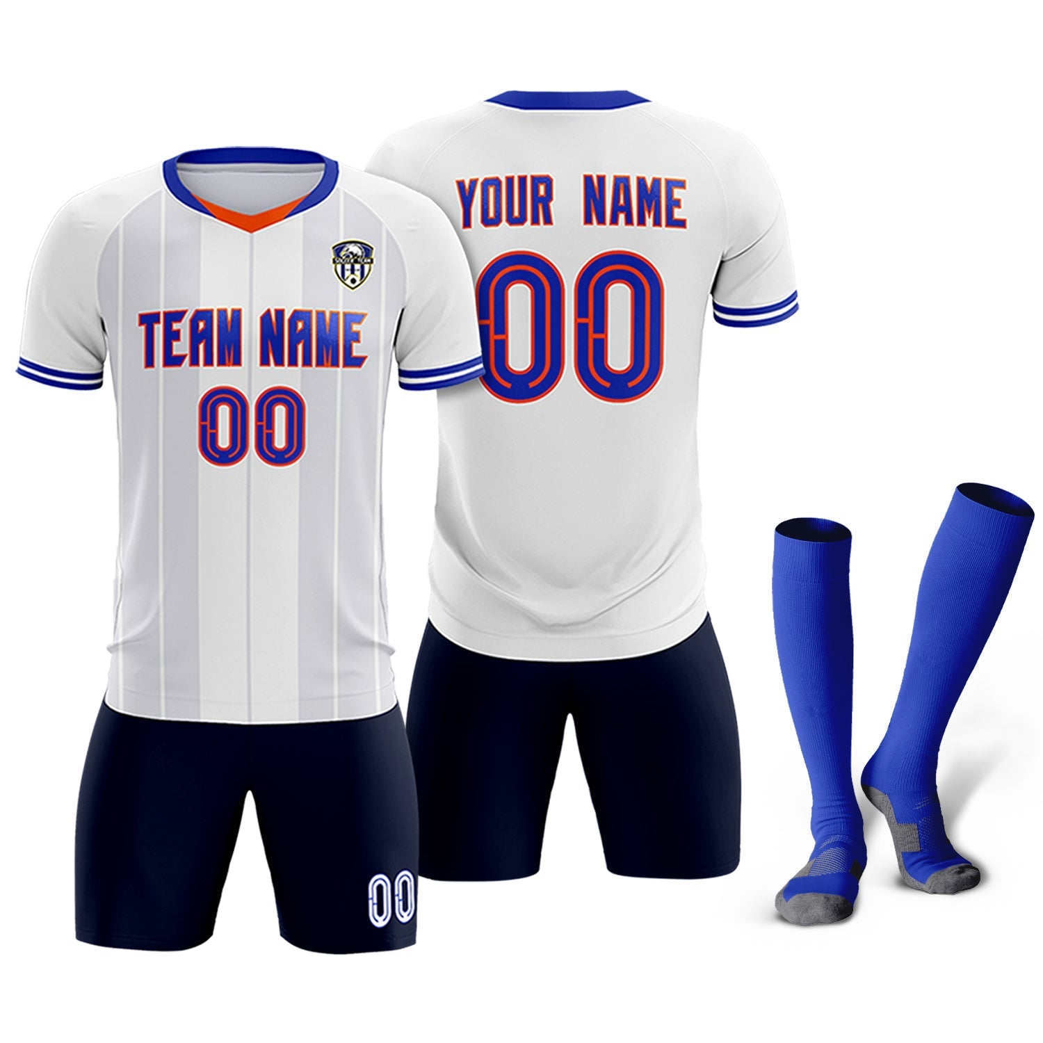 Custom White Classic Striped Personalized Soccer Tops/Sets Jersey
