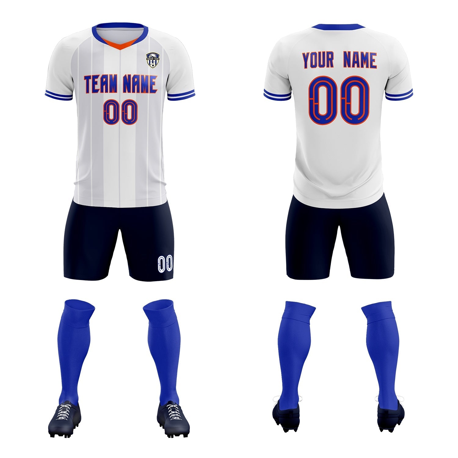 Custom White Classic Striped Personalized Soccer Tops/Sets Jersey