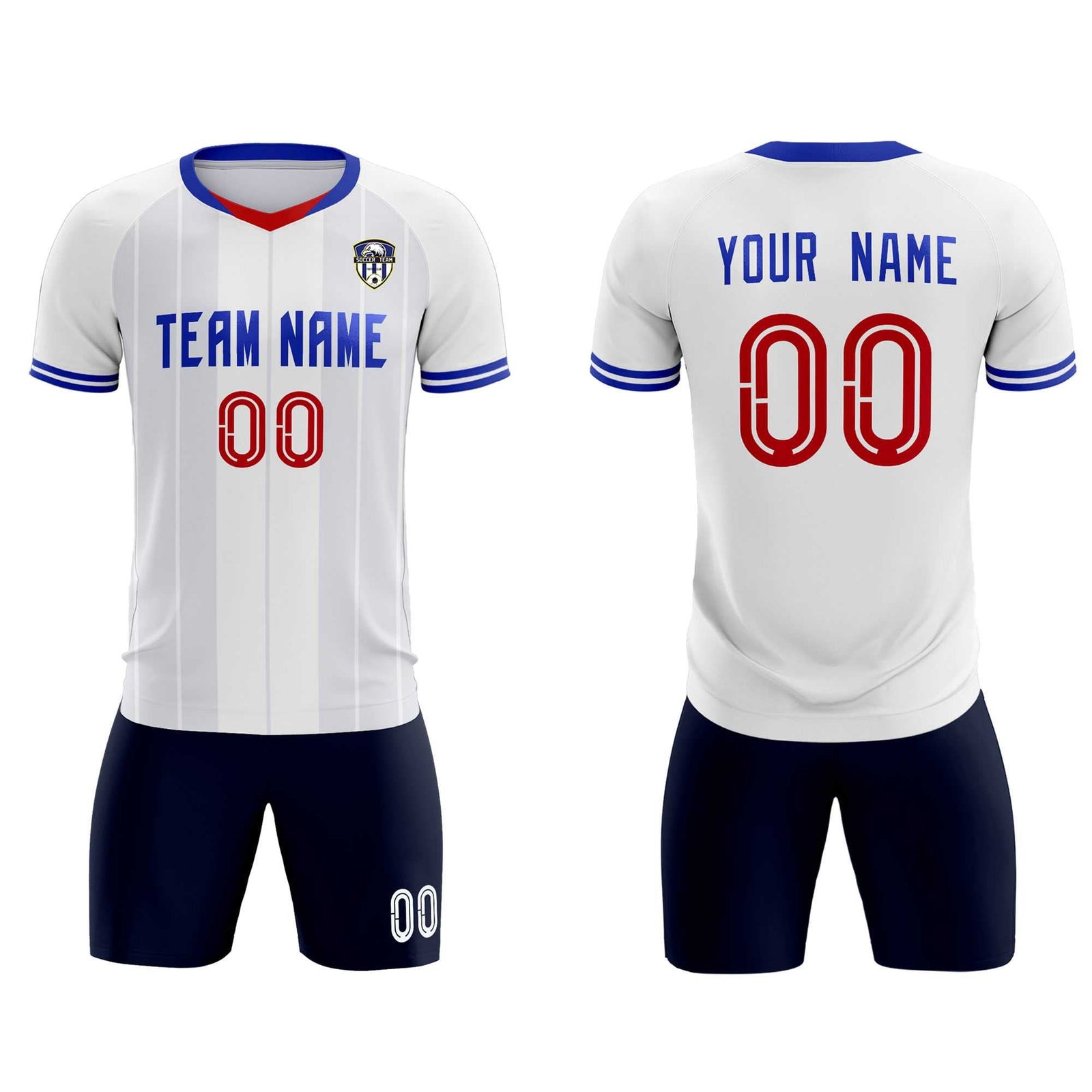 Custom White Classic Striped Personalized Soccer Tops/Sets Jersey