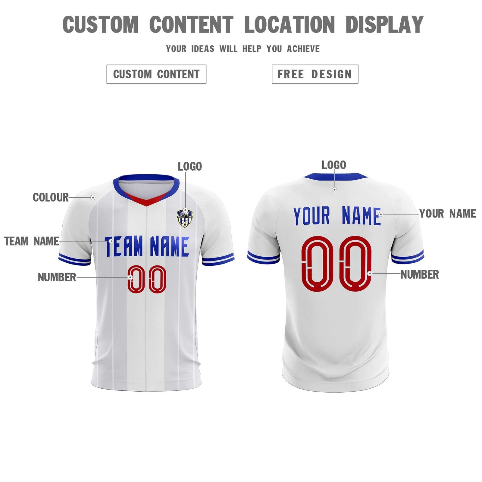 Custom White Classic Striped Personalized Soccer Tops/Sets Jersey