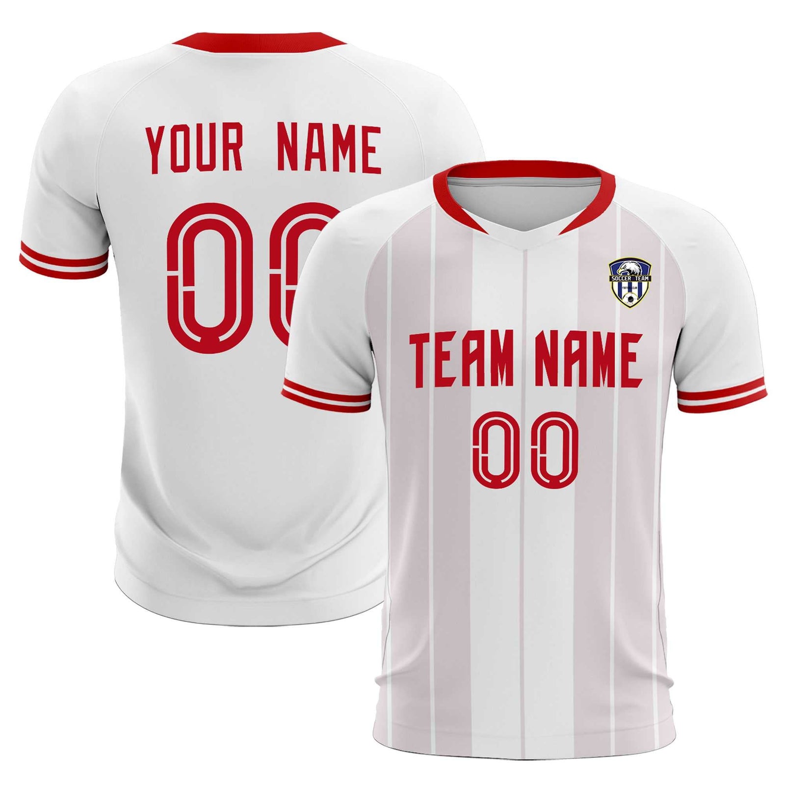 Custom White Classic Striped Personalized Soccer Tops/Sets Jersey