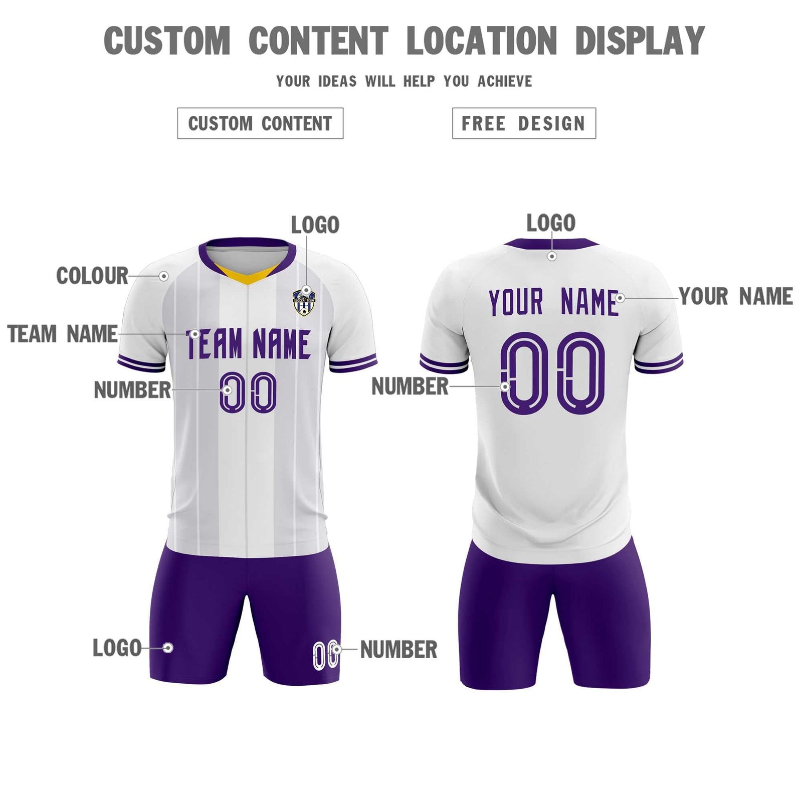 Custom White Classic Striped Personalized Soccer Tops/Sets Jersey