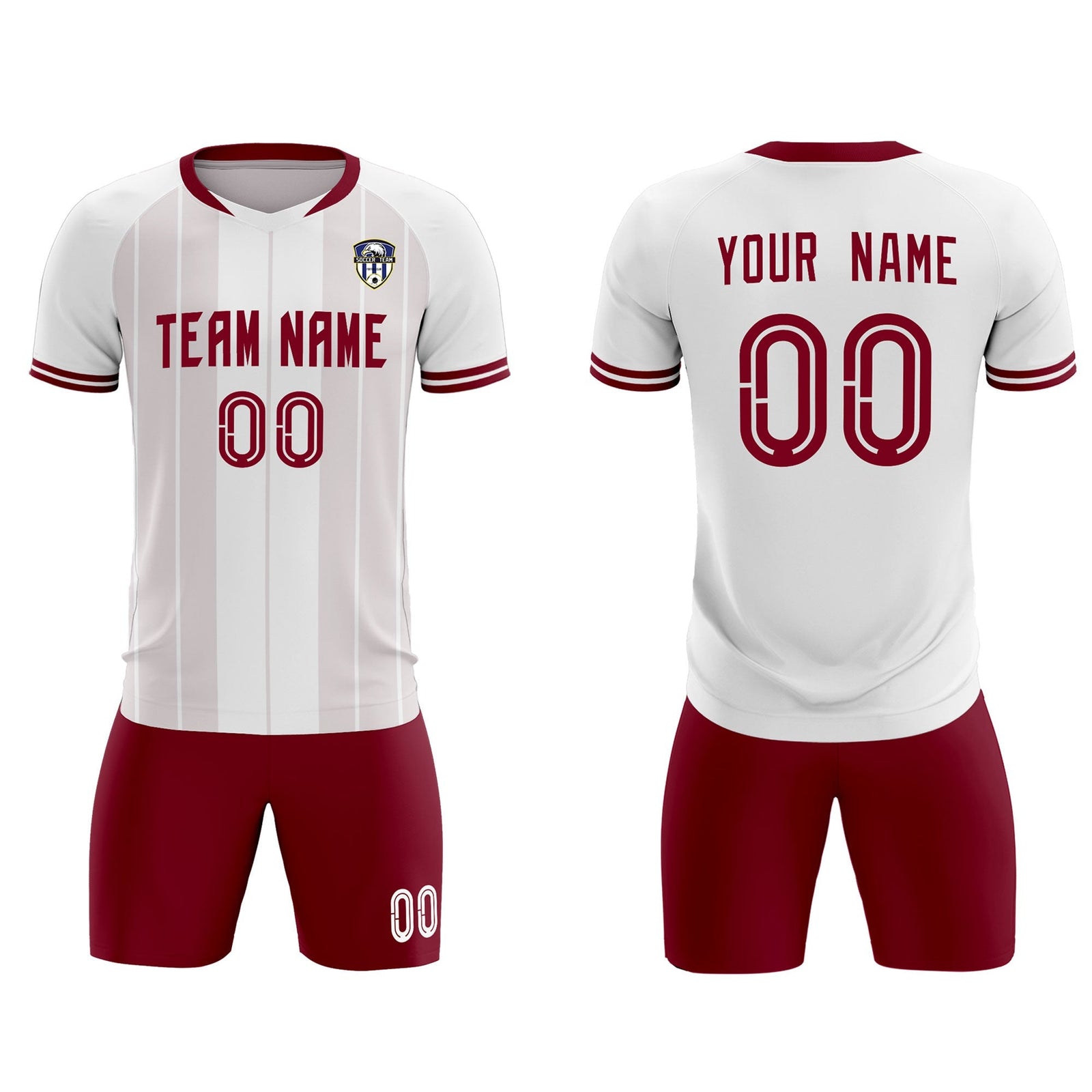 Custom White Classic Striped Personalized Soccer Tops/Sets Jersey