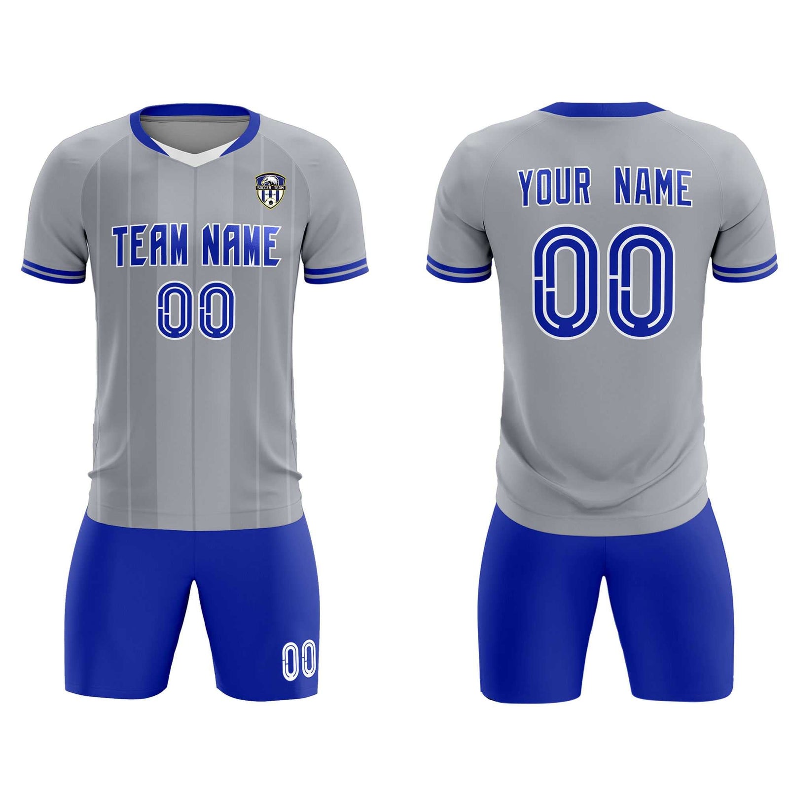 Custom Gray Classic Striped Personalized Soccer Tops/Sets Jersey