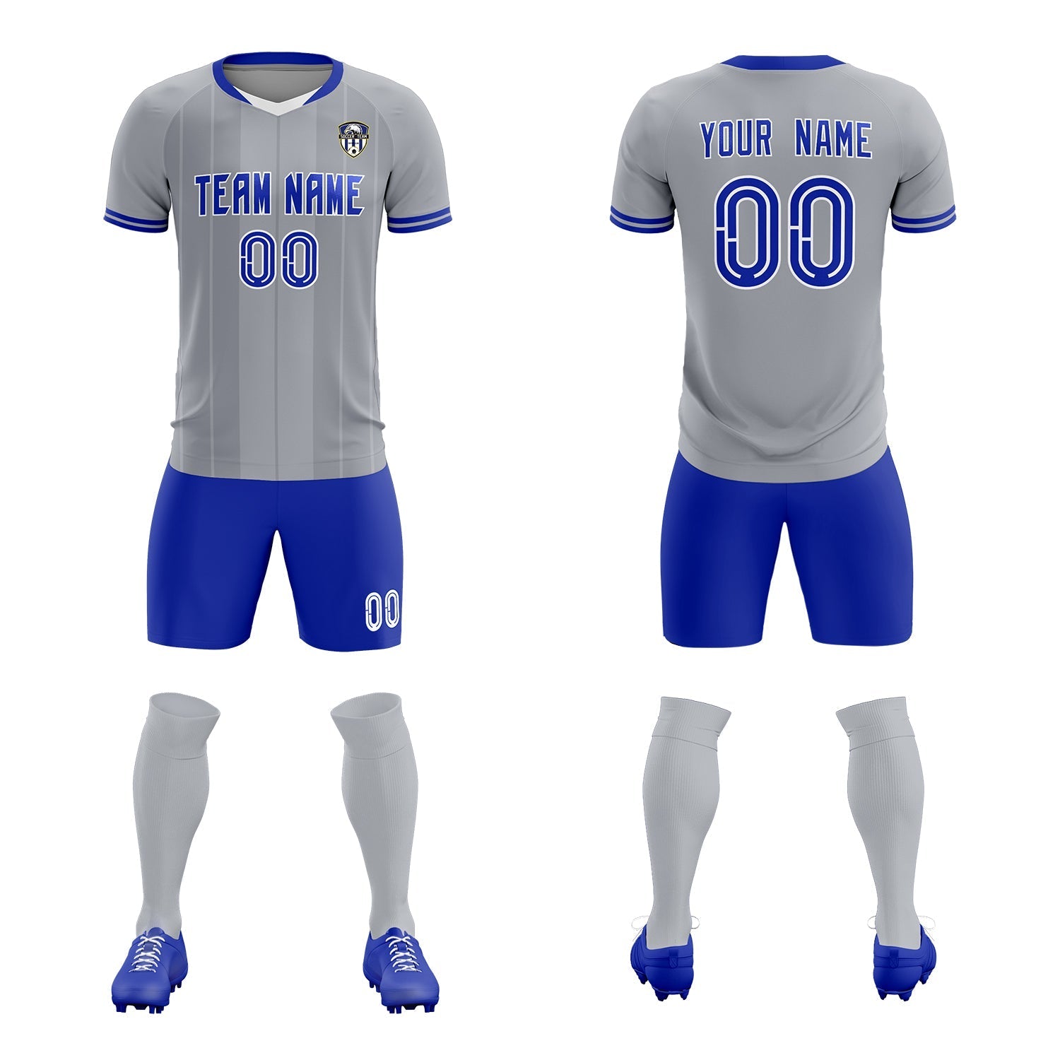 Custom Gray Classic Striped Personalized Soccer Tops/Sets Jersey