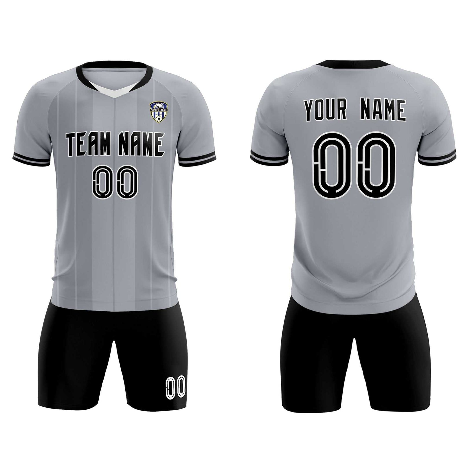 Custom Gray Classic Striped Personalized Soccer Tops/Sets Jersey