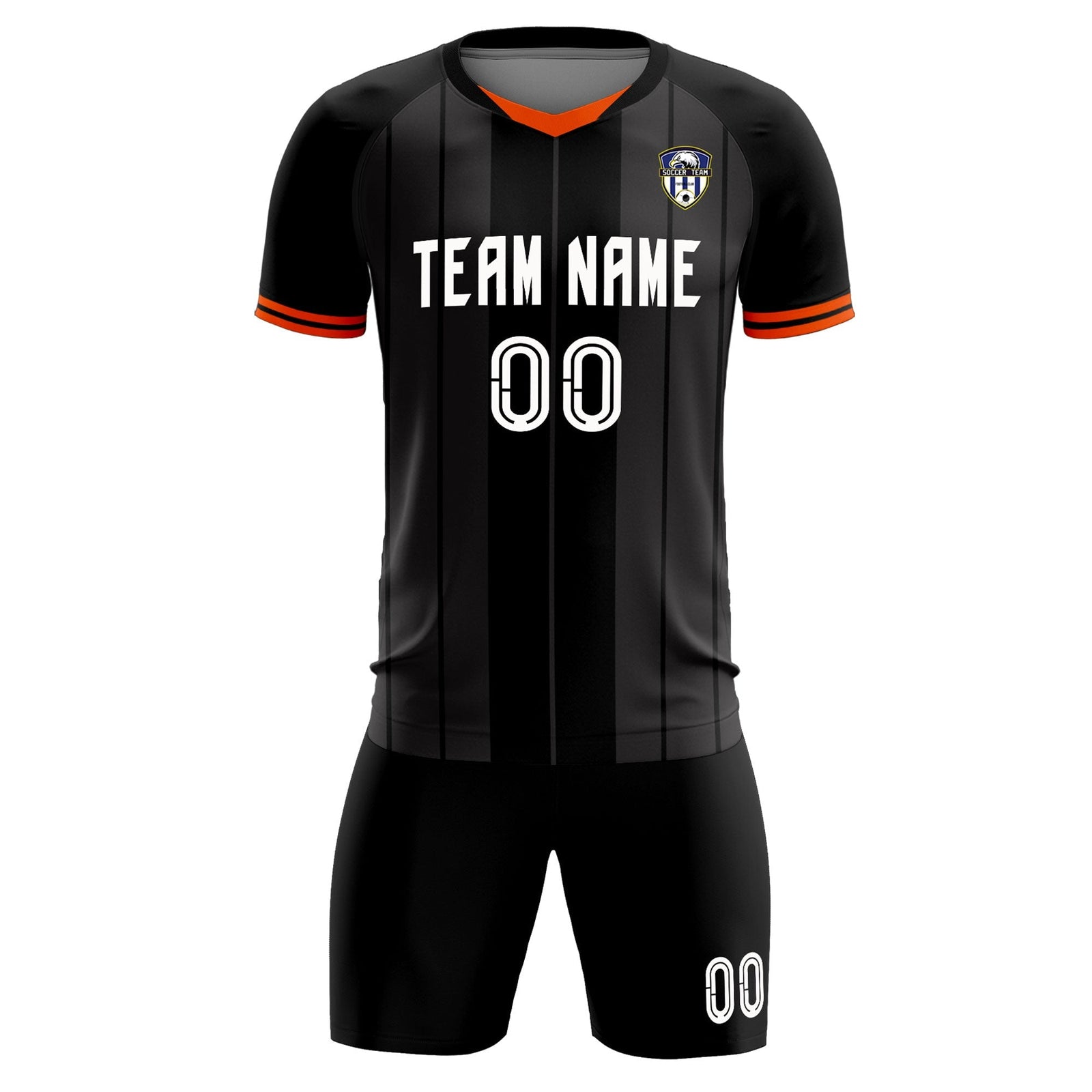 Custom Black Classic Striped Personalized Soccer Tops/Sets Jersey
