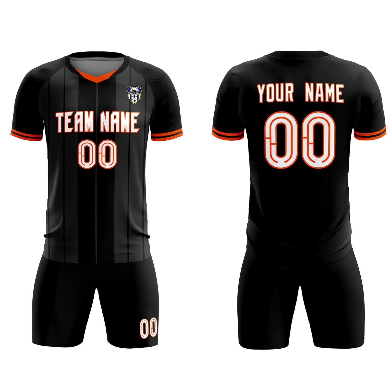 Custom Black Classic Striped Personalized Soccer Tops/Sets Jersey