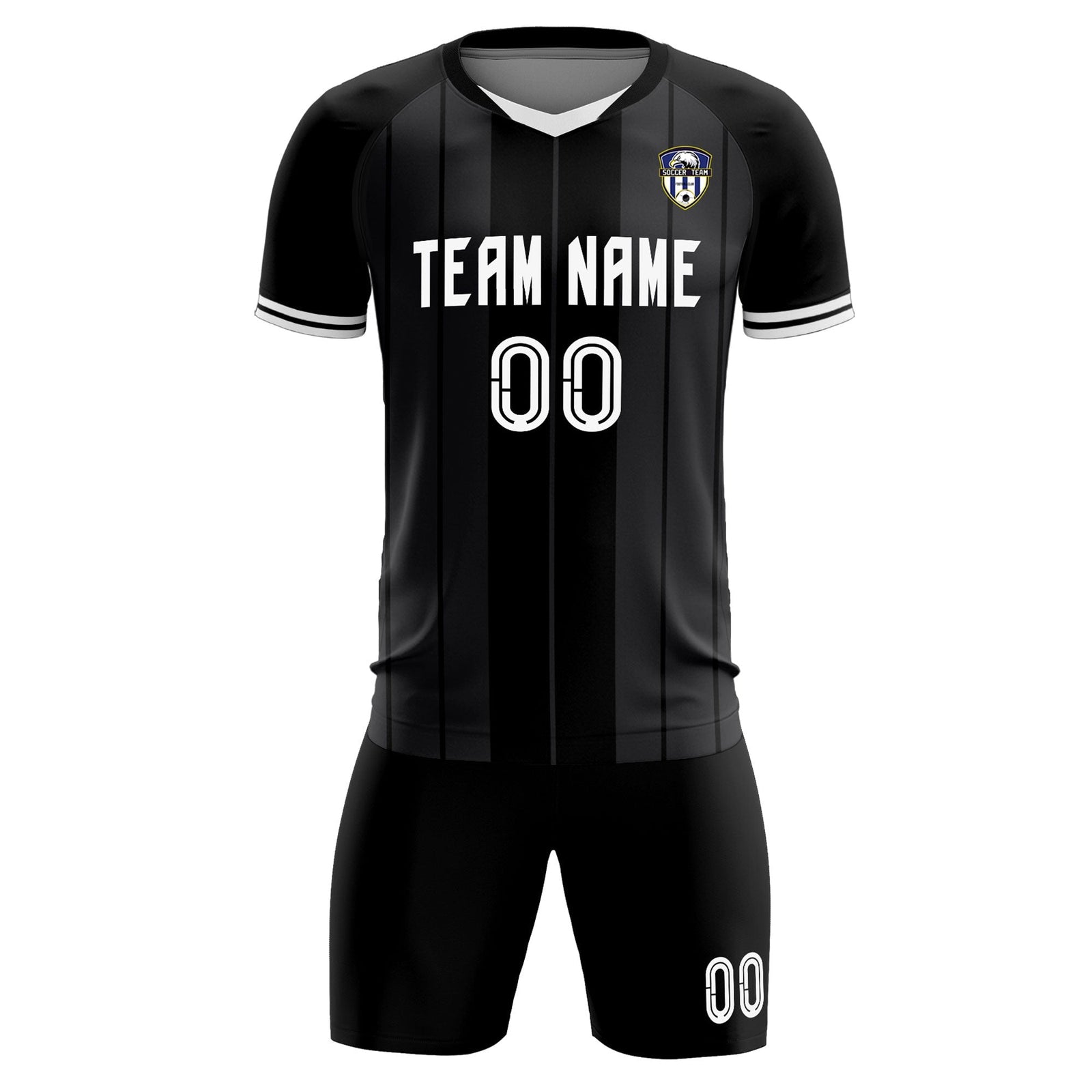 Custom Black Classic Striped Personalized Soccer Tops/Sets Jersey