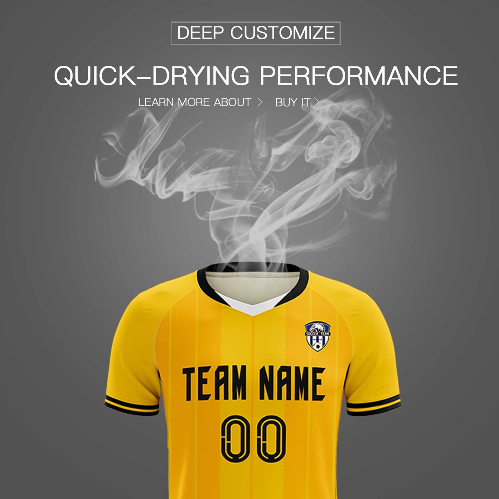 Custom Gold Classic Striped Personalized Soccer Tops/Sets Jersey